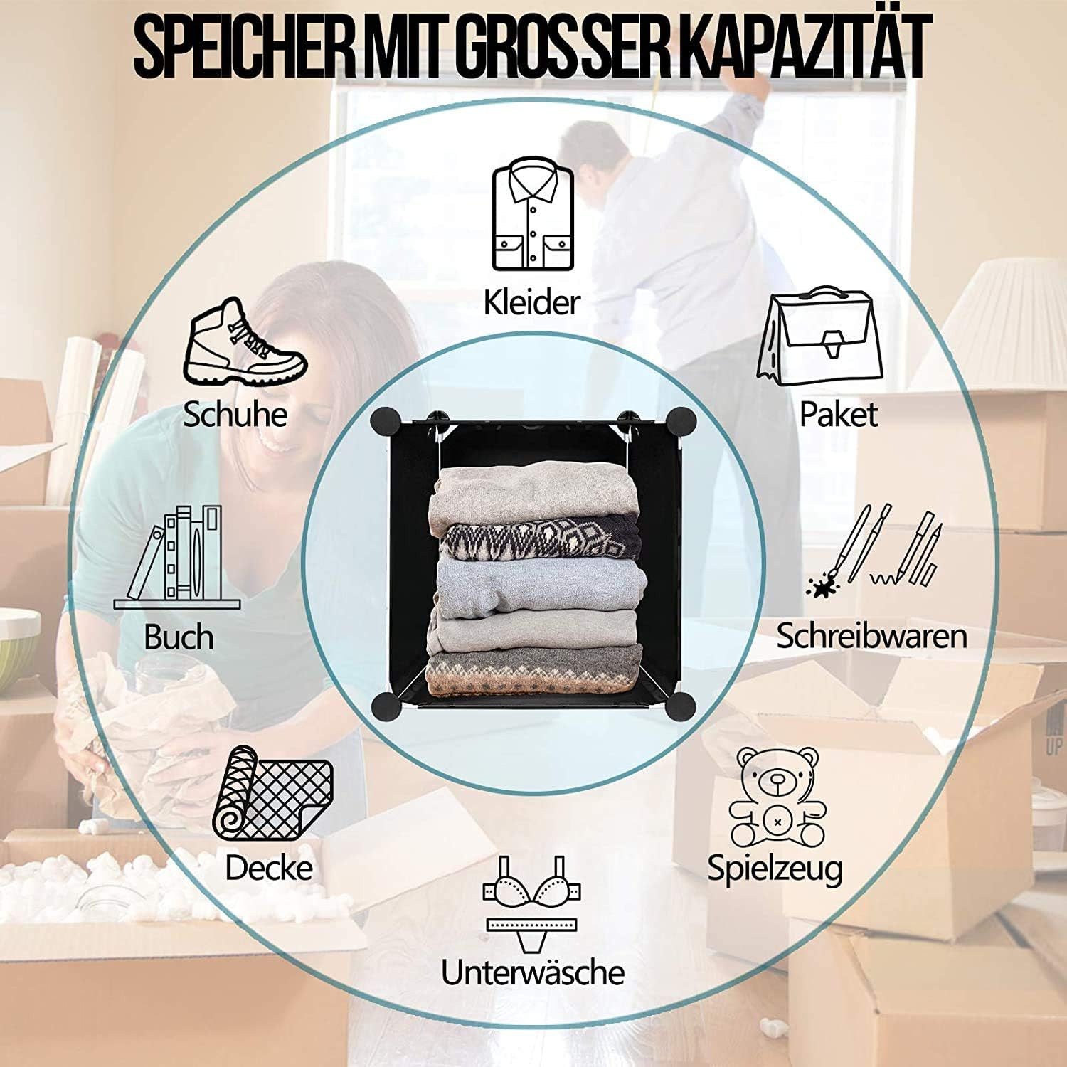 FIVMEN Kleiderschrank DIY Regalsystem Platzsparendes Steckregalsystem – Bild 5 von 5