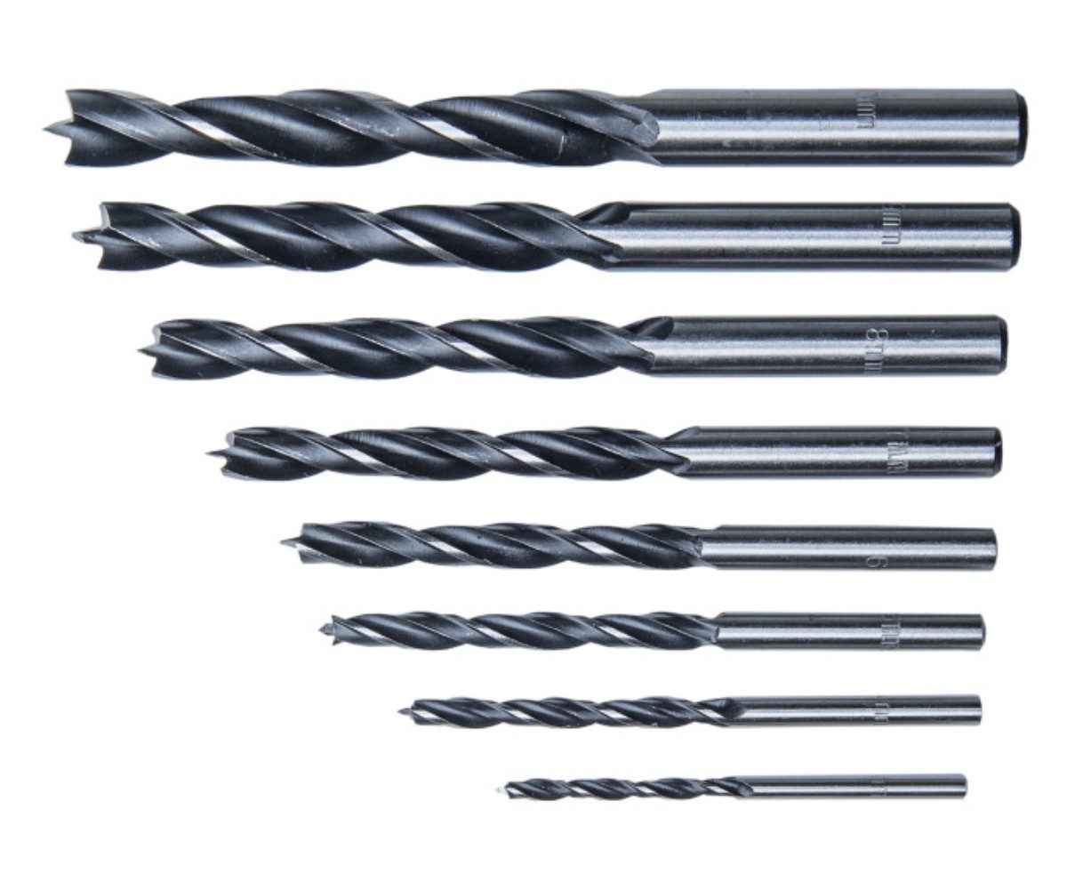 Conmetall Meister Holzbohrer Spiralbohrer Holzbohrer Set COX972328 8-tlg. 3–10 mm CV-Stahl, (8-tlg., Mit Kunststoffkassette), 8 Holzbohrer aus CV-Stahl von 3 bis 10 mm