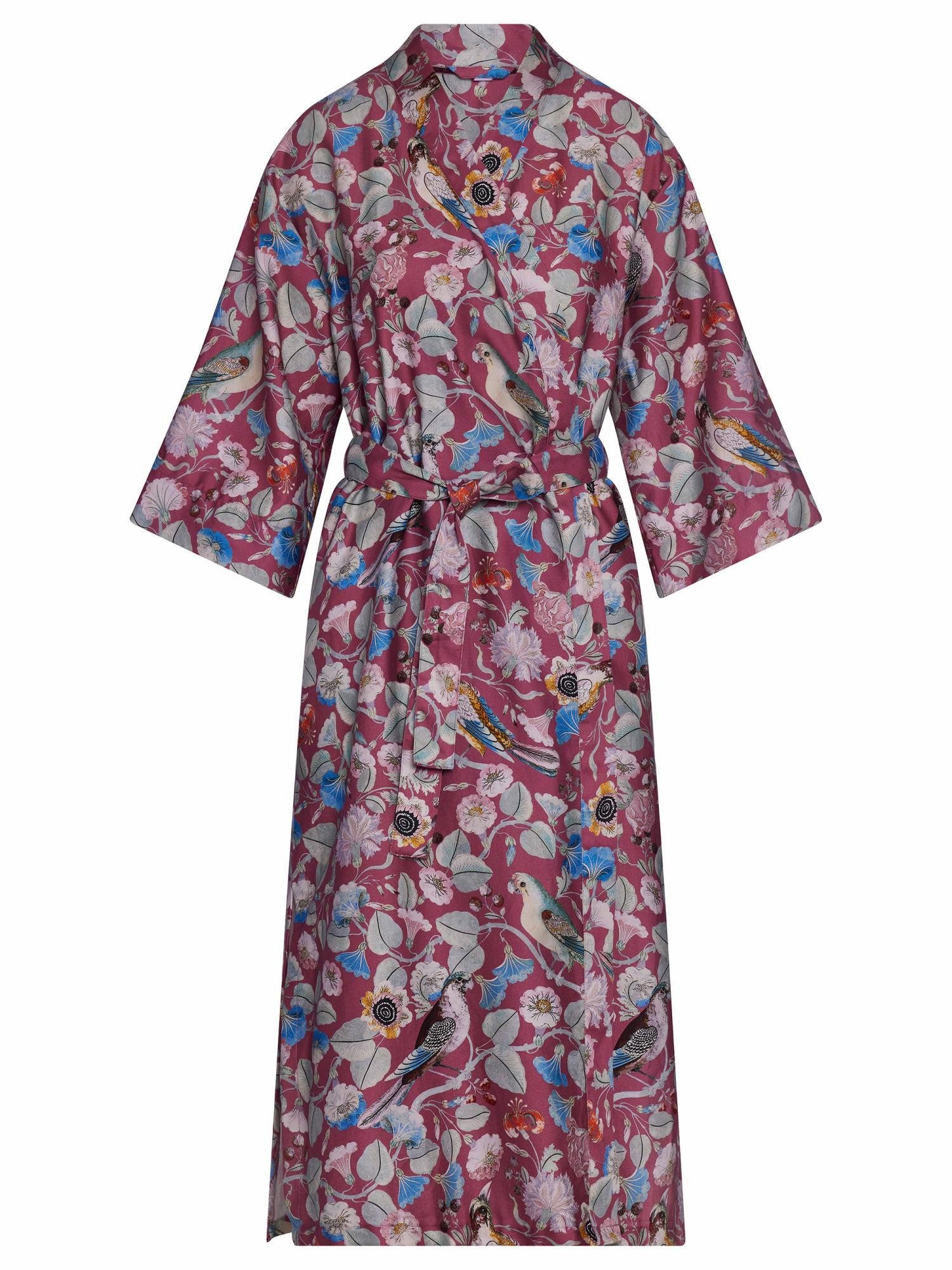 Essenza Kimono Ilona Aleste, Langform, Baumwolle, Kimono-Kragen, Gürtel, aus Bio-Baumwolle mit wunderschönem Blumenprint