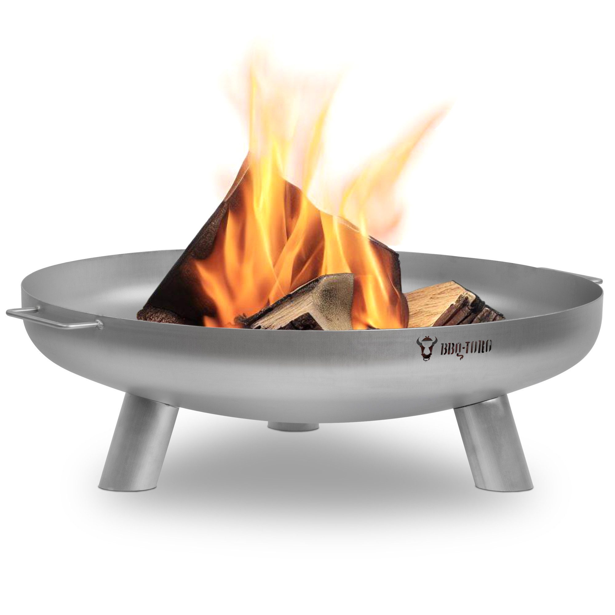 BBQ-Toro Feuerschale Edelstahl Feuerschale Ø 80 cm, Silber, Outdoor Dreibein Feuerstelle, (1-St)