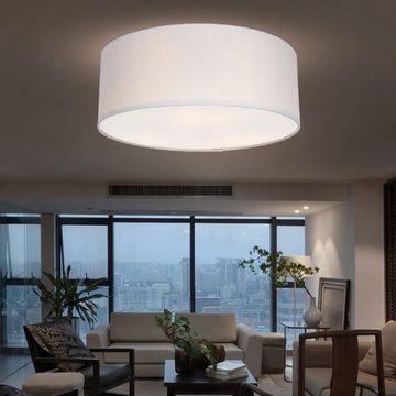 etc-shop LED Deckenleuchte, Leuchtmittel inklusive, Warmweiß, Decken Leuchte grau Wohn Zimmer Beleuchtung Textil Strahler-