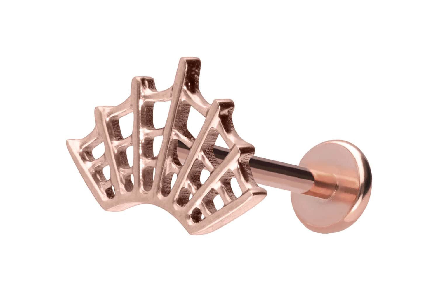 PIERCINGLINE Piercing-Set Titan Labret mit Push Fit SPINNENNETZ (Labrets, 1-tlg)