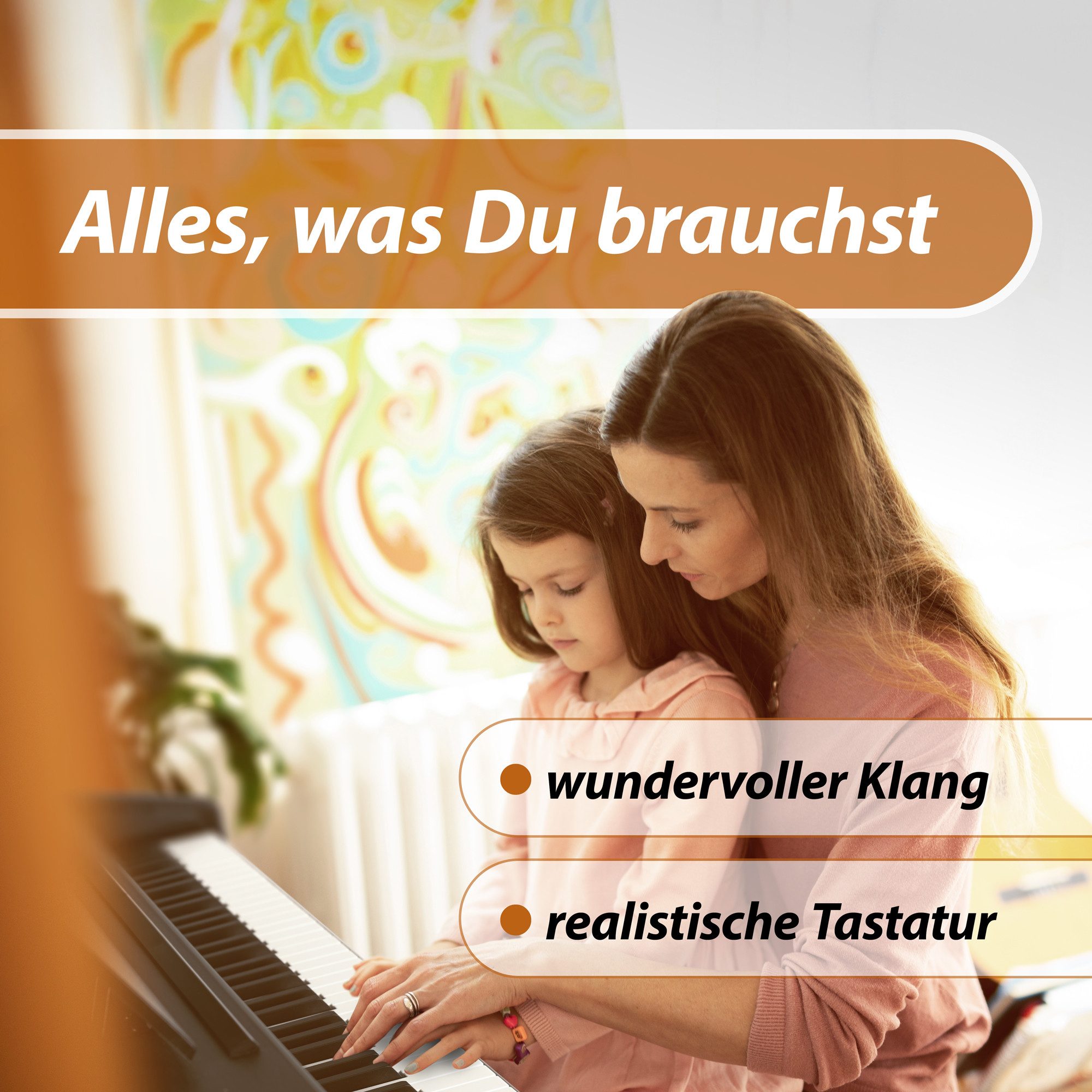 Classic Cantabile Digitalpiano DP-50 E-Piano Set mit 88 Tasten Hammermechanik (Spar-Set, inkl. Klavierbank, Kopfhörer & Schule), Klavier, Layer-, Split-, Twin-Piano- und Aufnahmefunktion