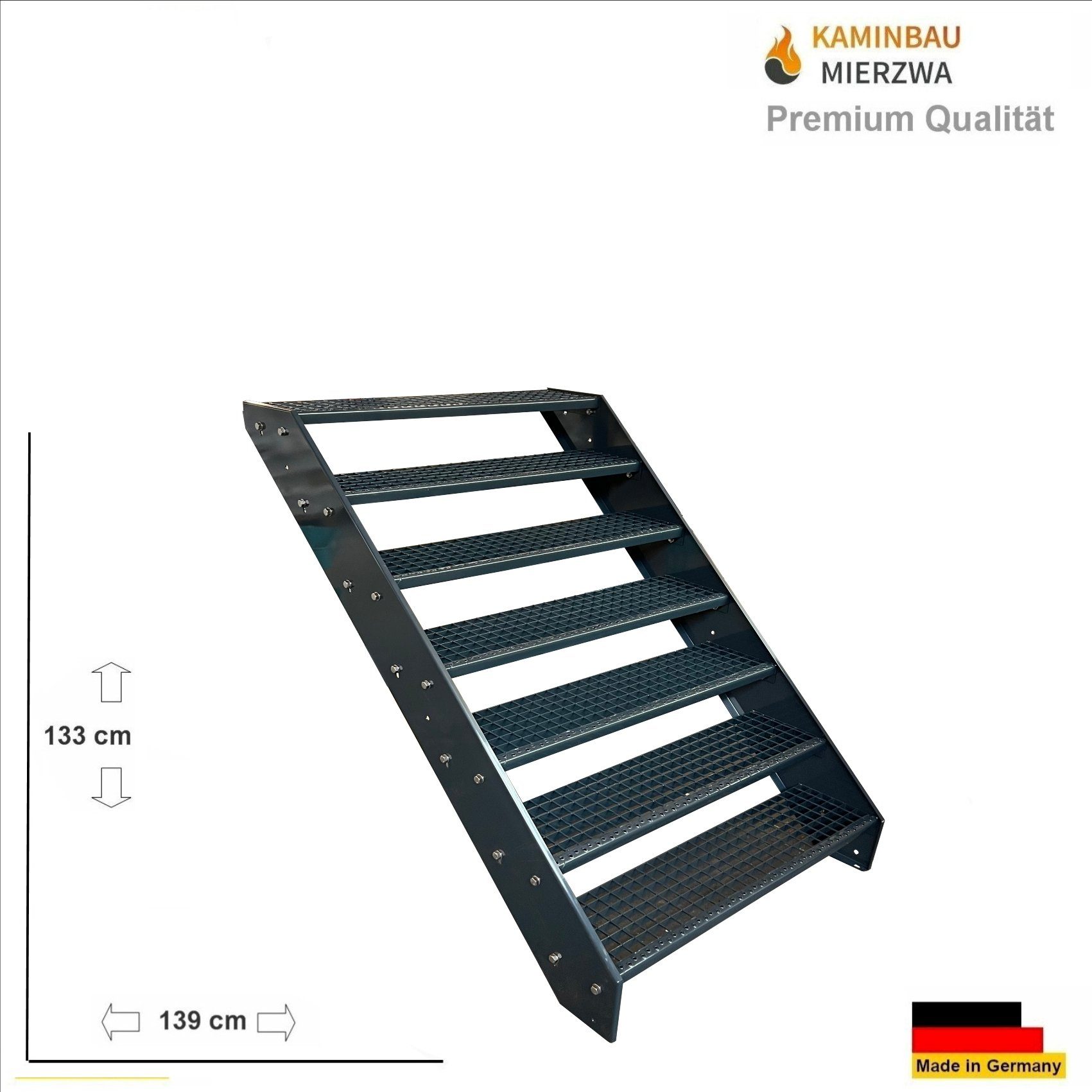 Kaminbau Mierzwa Außentreppe Premium Treppe Anthrazit günstig online kaufen