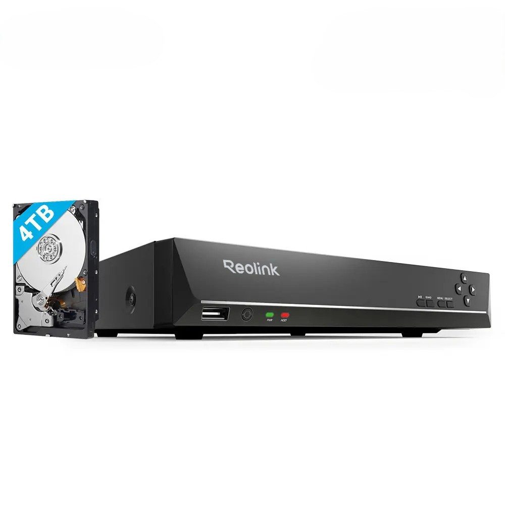 Reolink Überwachungskamera Zubehör RLN16-410, 24-Kanal* PoE NVR für 24/7 Daueraufzeichnung (4TB Festplatte, Bis zu 16TB, 16 PoE-Anschlüsse)