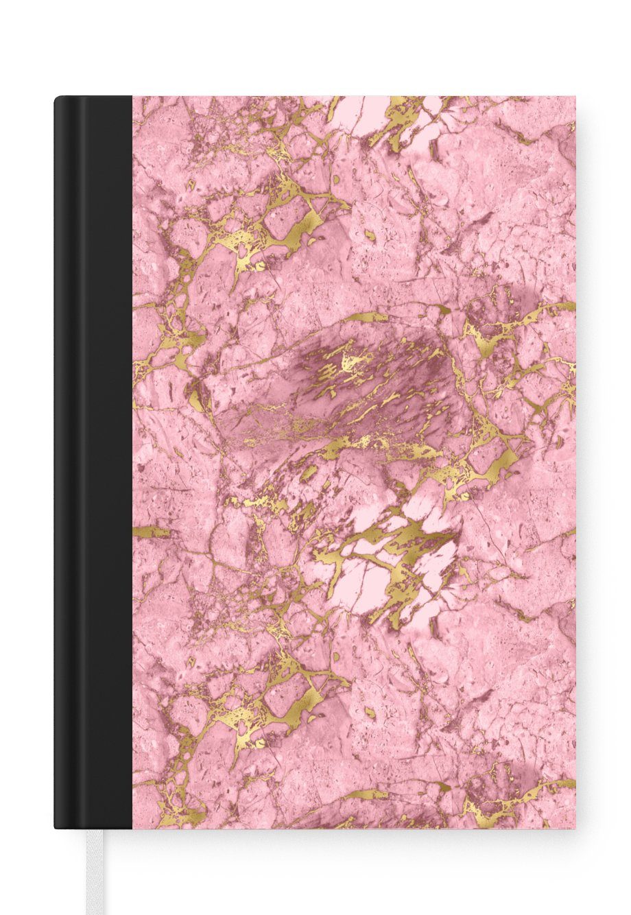 MuchoWow Notizbuch Gold - Marmor - Rosa, Journal, Merkzettel, Tagebuch, Notizheft, A5, 98 Seiten, Haushaltsbuch