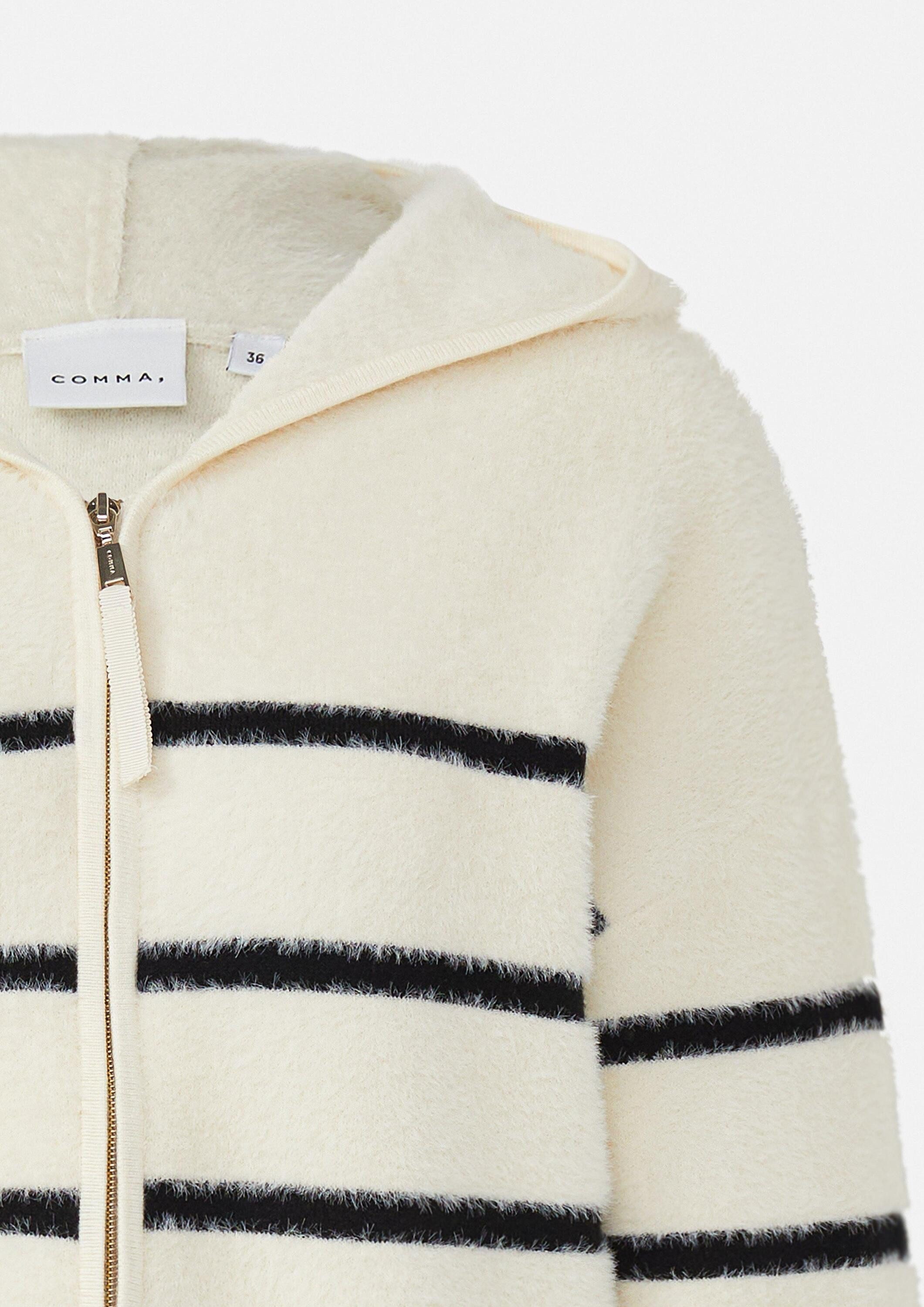comma Cardigan Strickjacke Kuscheliger Ringelcardigan mit Kapuze
