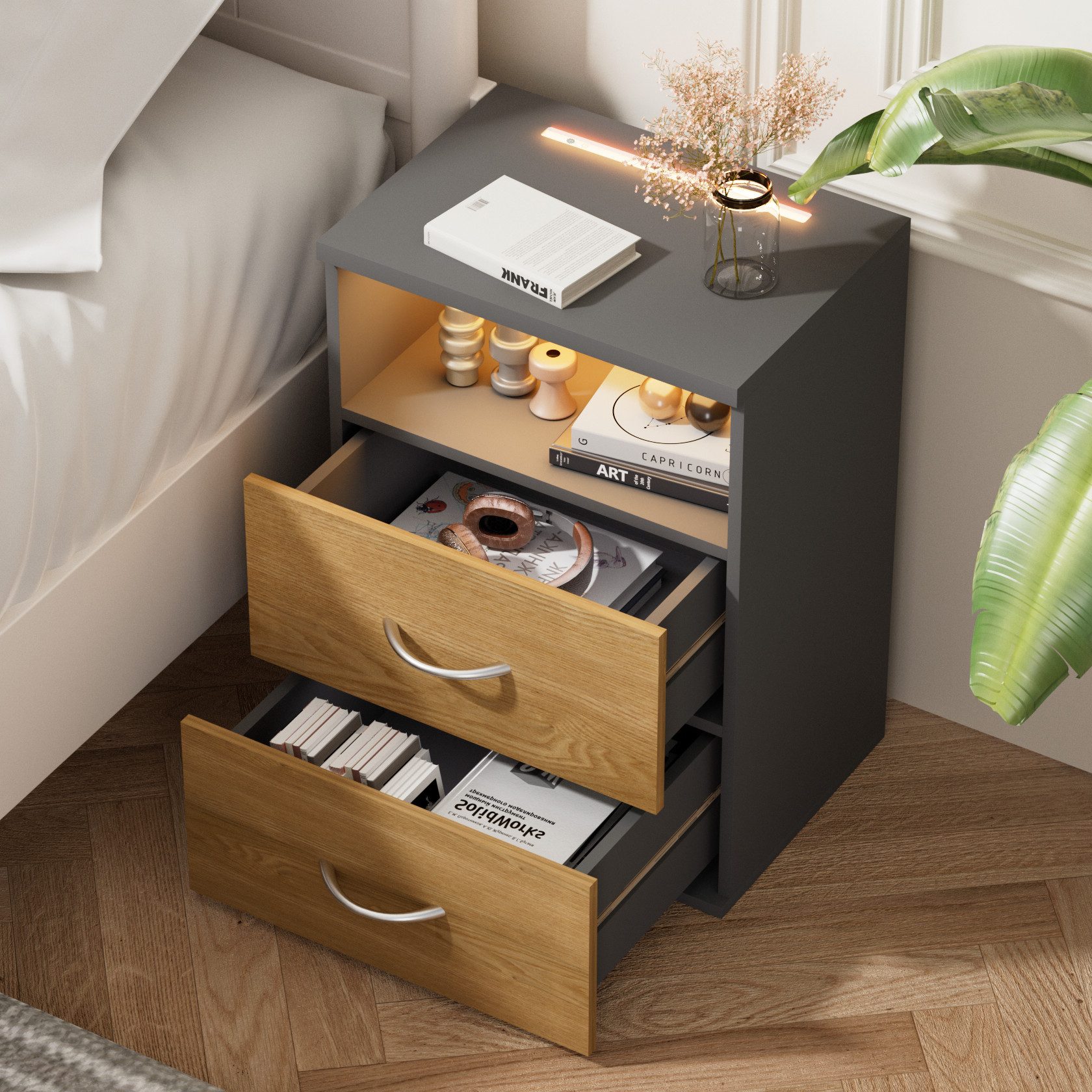 Casaria Nachttisch Jamie (1-St), mit Touch günstig online kaufen