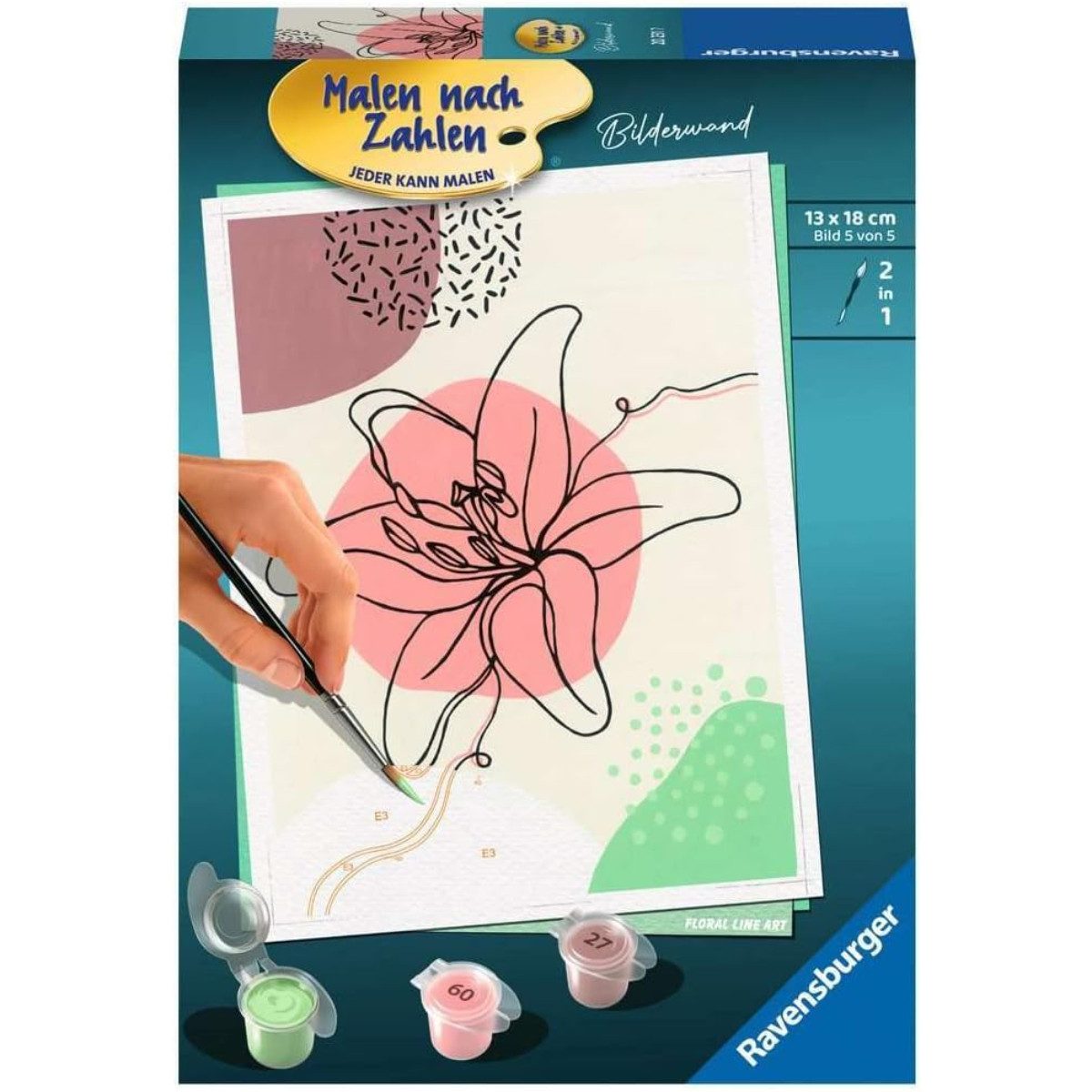 Ravensburger Kreativset 202317 Malen nach Zahlen Set Kinder ab 5 Jahren Floral Line Art