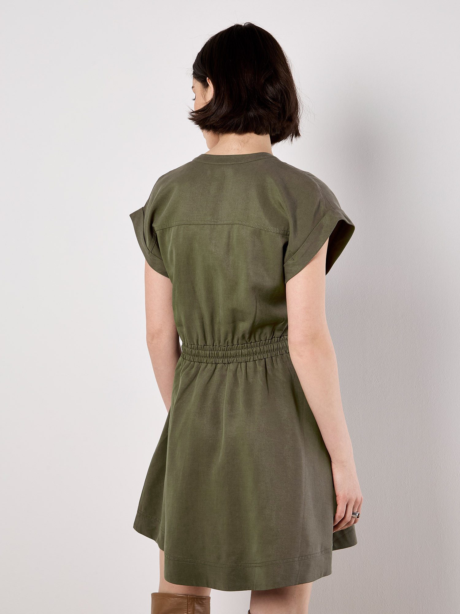 Apricot Minikleid Skaterkleid mit Kordelzug – Bild 4 von 5