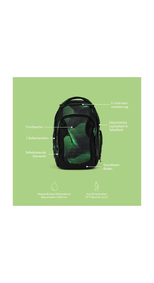 Satch Schulrucksack match plus (1-tlg), größenverstellbares Rückensystem