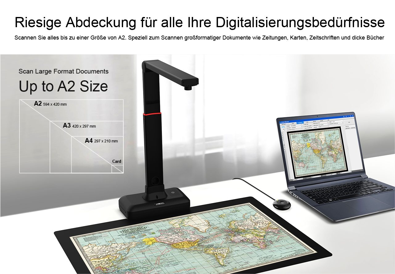 Viisan Hochauflösender Buchscanner, Fotoscanner Dokumentenscanner