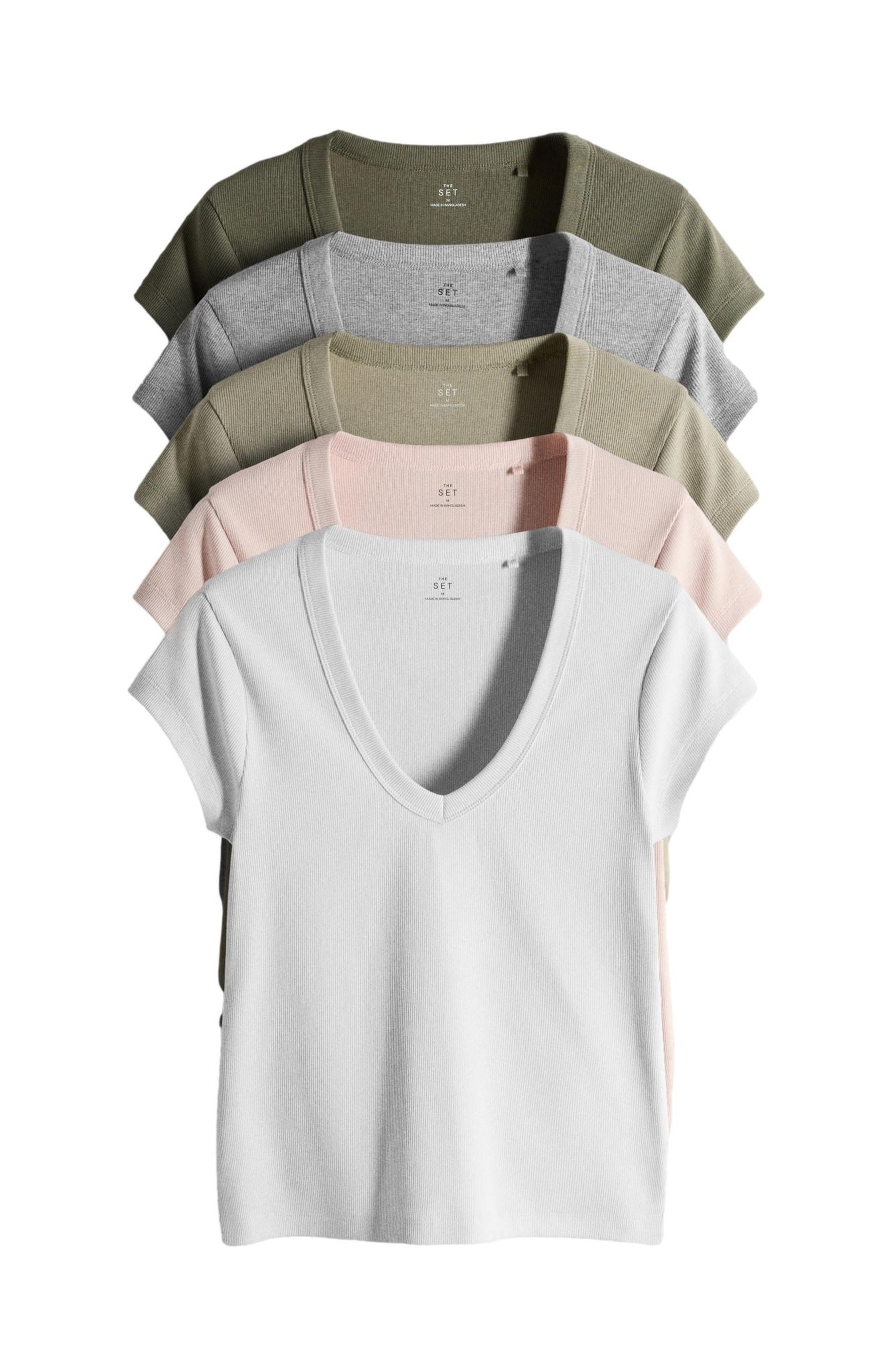 The Set V-Shirt The Set Tops mit Flügelärmeln, 5er-Pack (5-tlg)