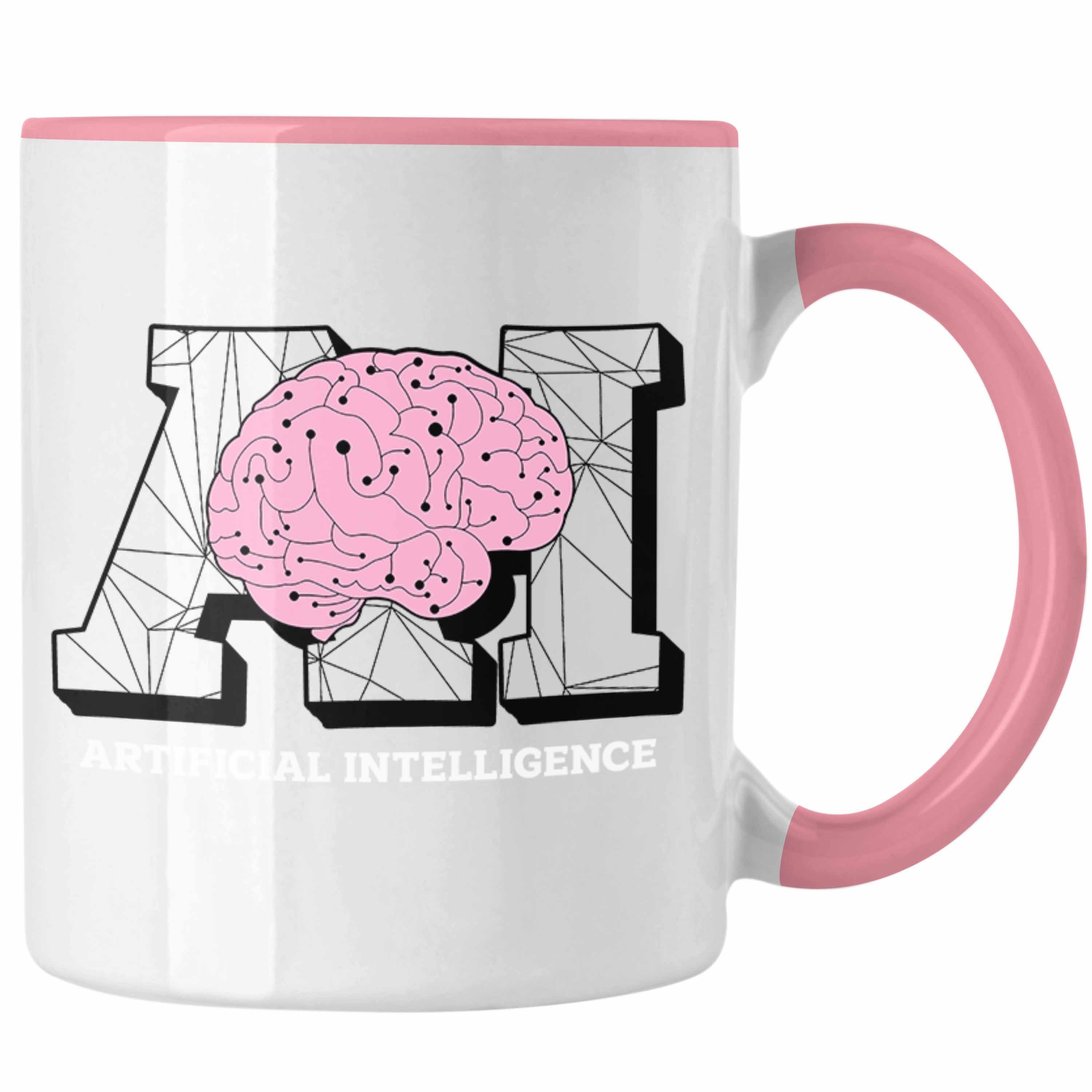 Tasse Intelligenz für AI Tech-Fans Lustige Tasse Rosa Trendation Künstliche