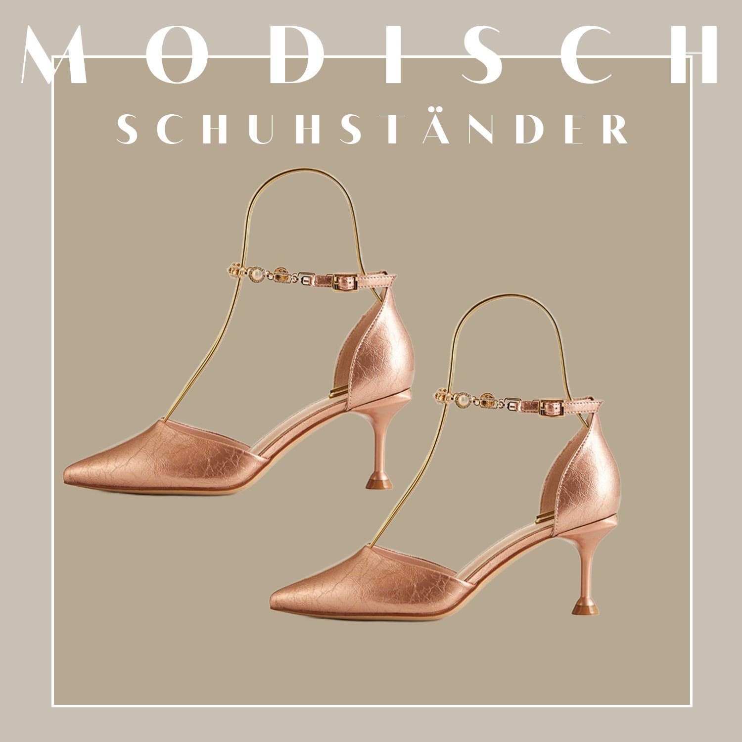 Daisred Schuhständer 2 Stück Schuh Support Gold Sandale Racks Display Ständer Schuhe