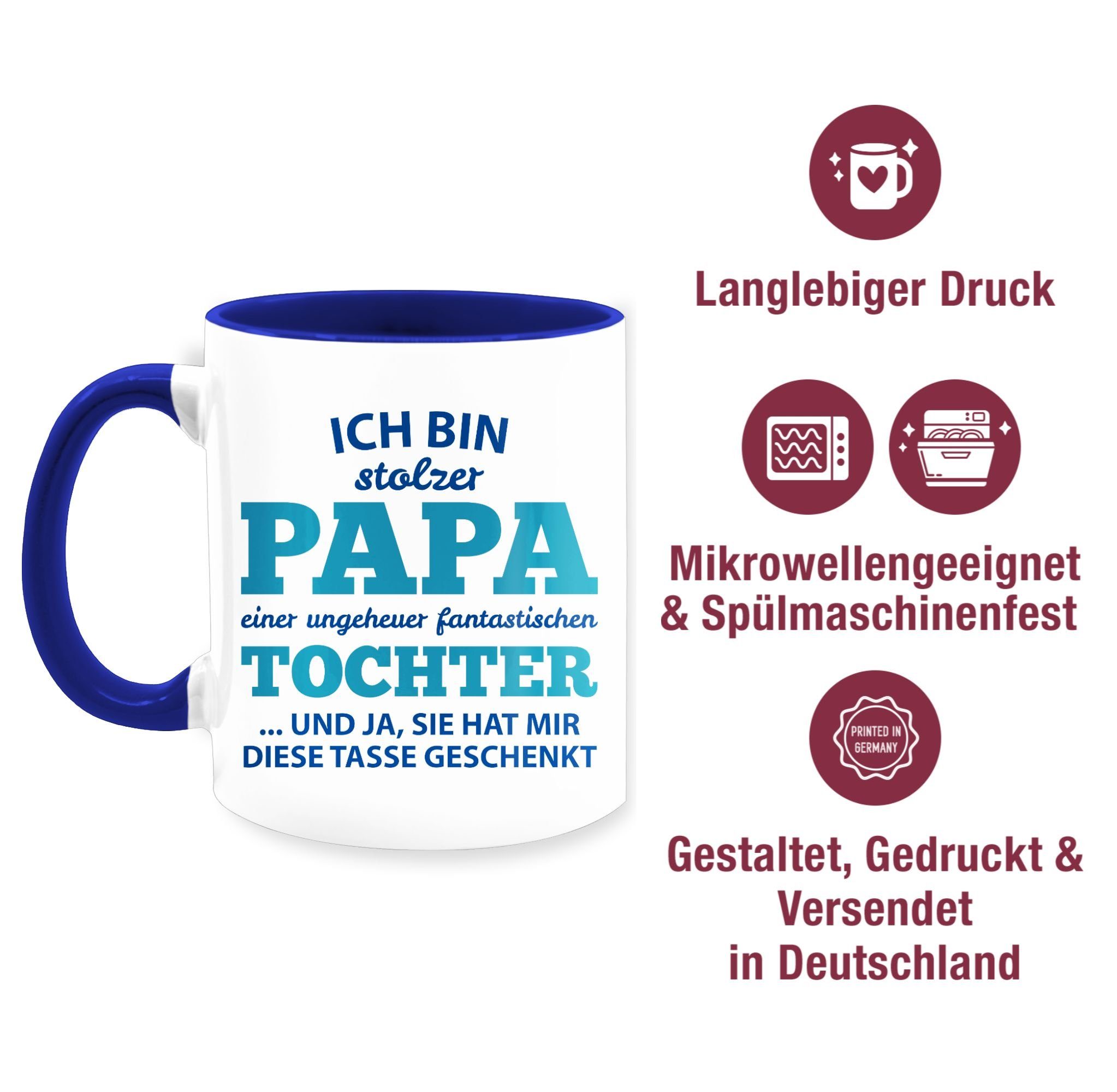 3 Tochter Vatertag Tasse, Kaffeetasse Tasse fantastischen Geschenk Shirtracer Papa Keramik, Stolzer einer Dunkelblau