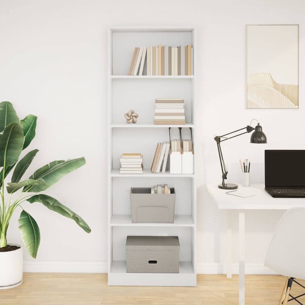 vidaXL Bücherregal Bücherregal Weiß 60 x 24 x 176 cm Holzwerkstoff, 1-tlg.