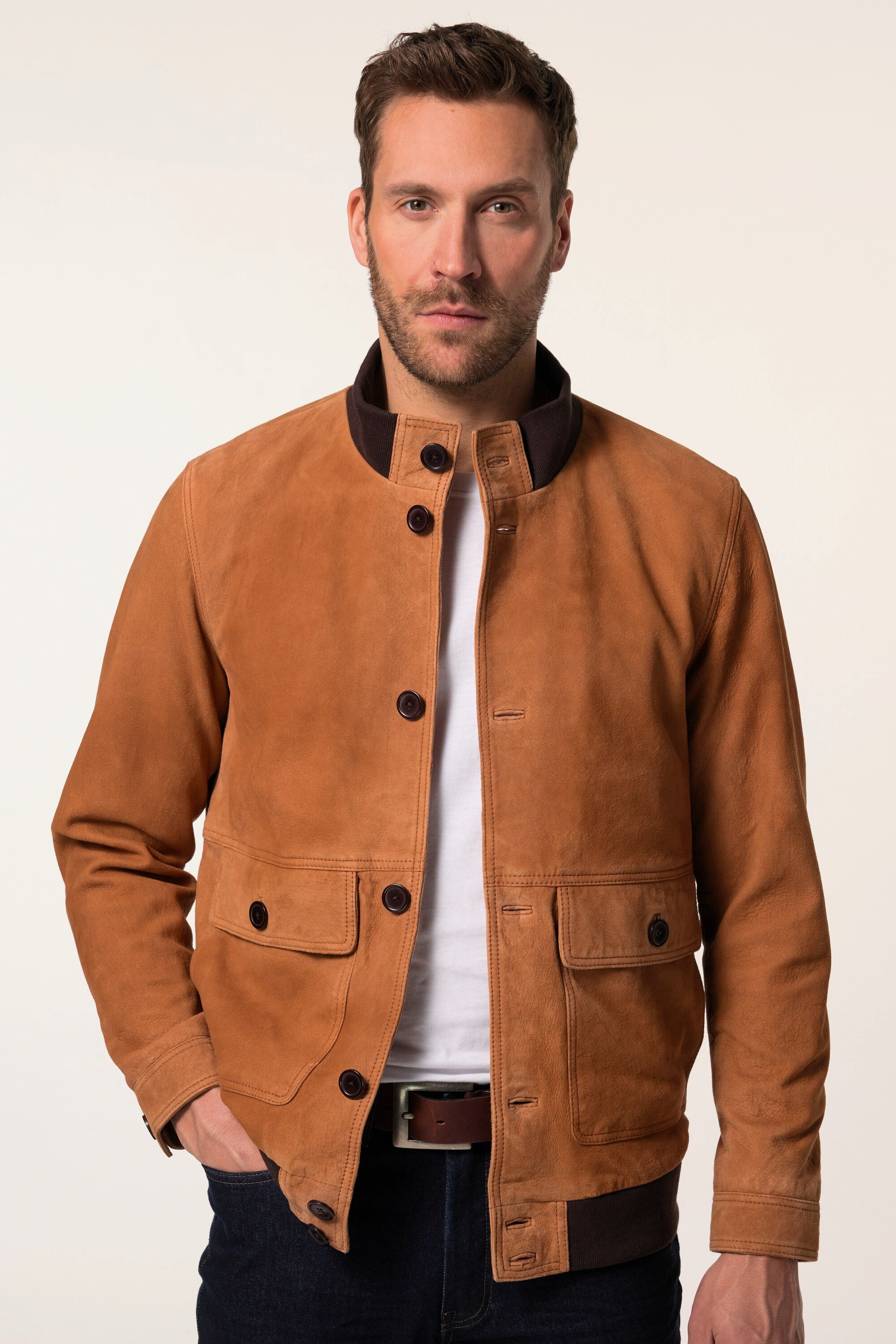 JP1880 Lederjacke Lederjacke Leder Lammnappa Collegekragen günstig online kaufen
