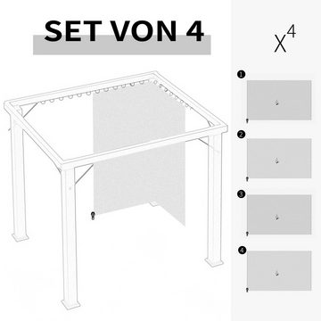 Outsunny Markise 4 Seitenteile für 3x4 m Pavillon mit Haken (Vorhänge, 4-St., Seitenwände) für Gartenpavillon Partyzelt Polyester Hellgrau 352 x 205 cm