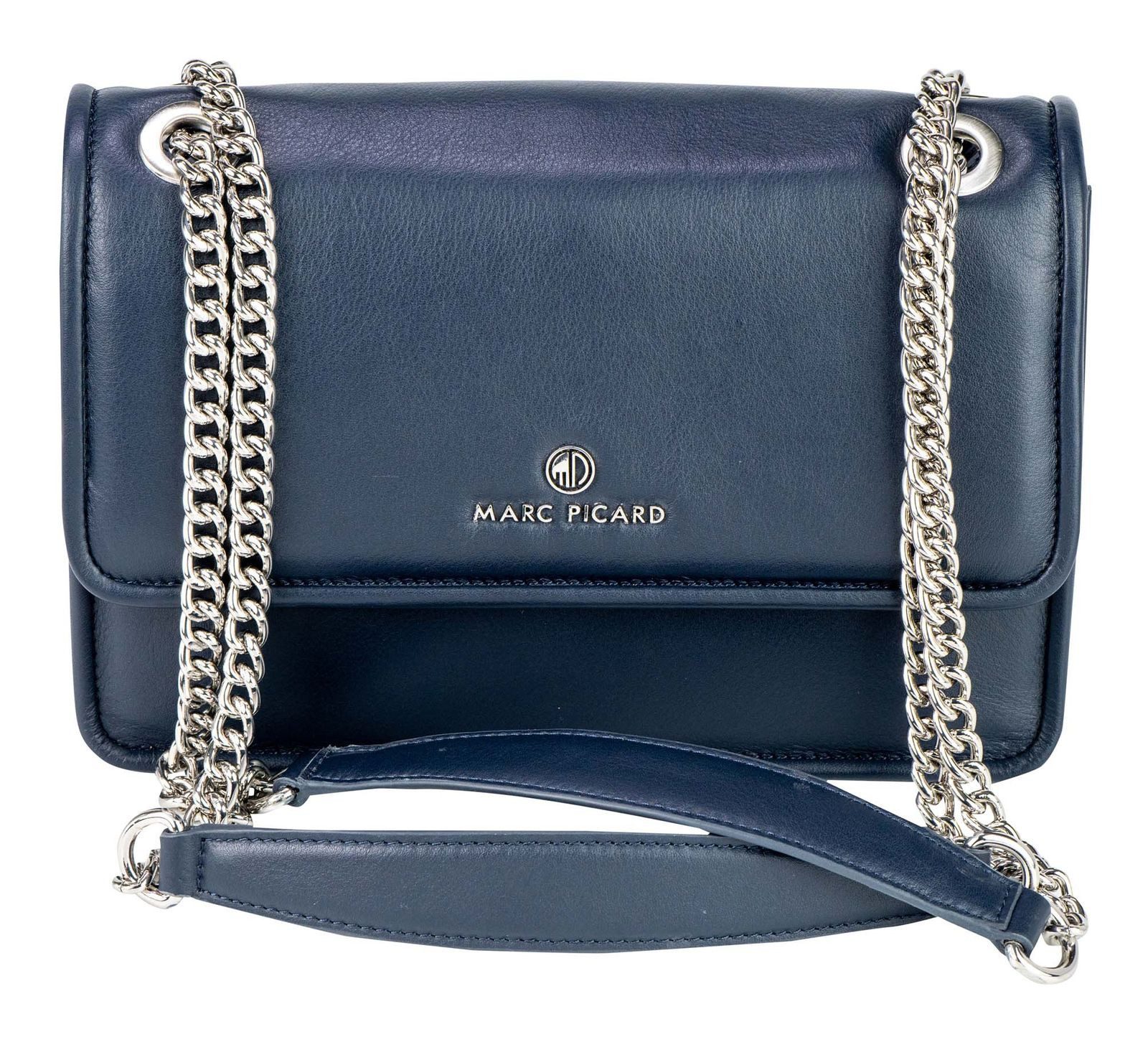 Marc Picard Schultertasche Shoulder Bag with Metal Strap, aus echtem Rindsleder