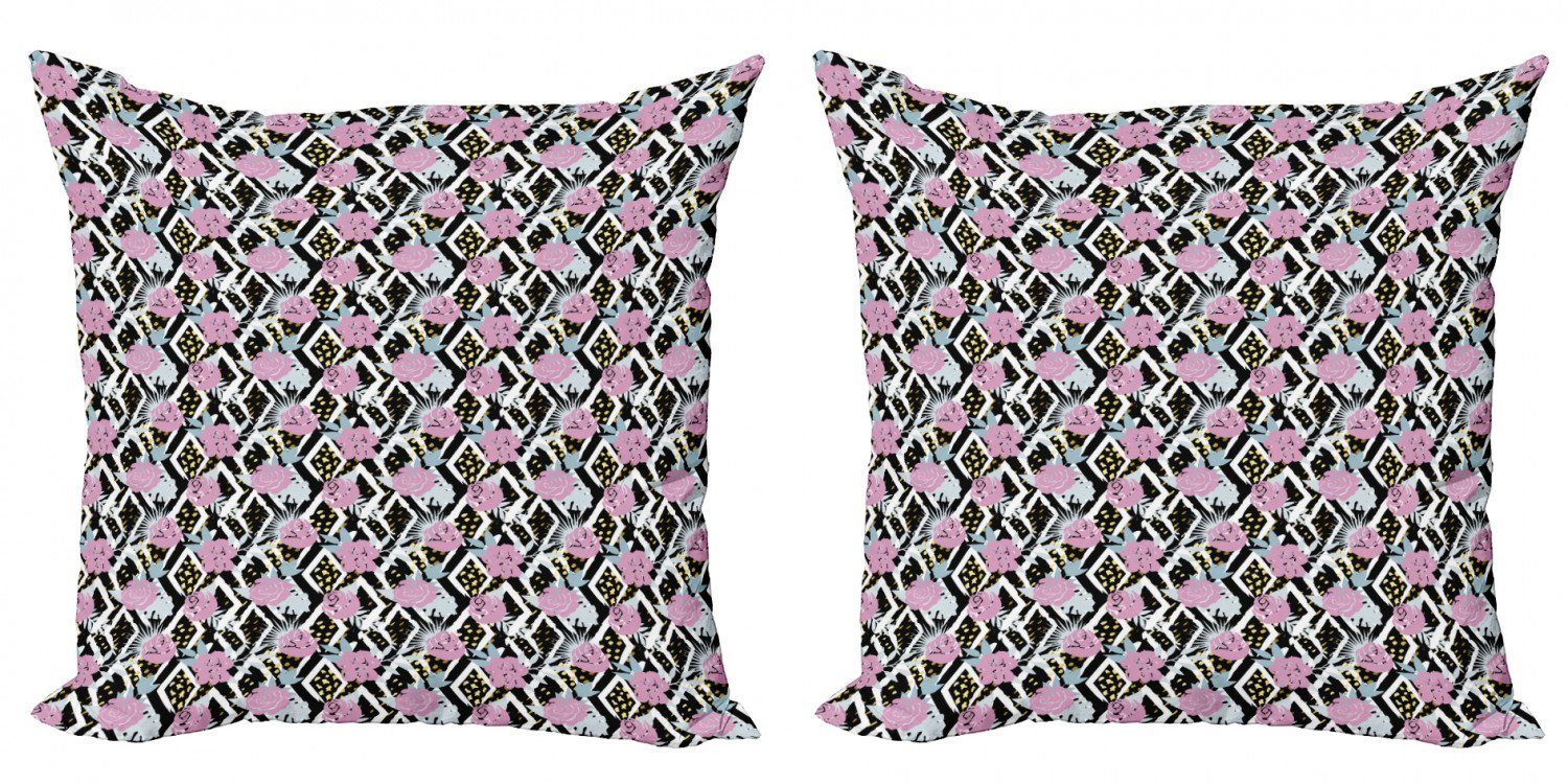 Kissenbezüge Modern Accent Doppelseitiger Digitaldruck, Abakuhaus (2 Stück), Botanisch Grunge-Blüten-Muster