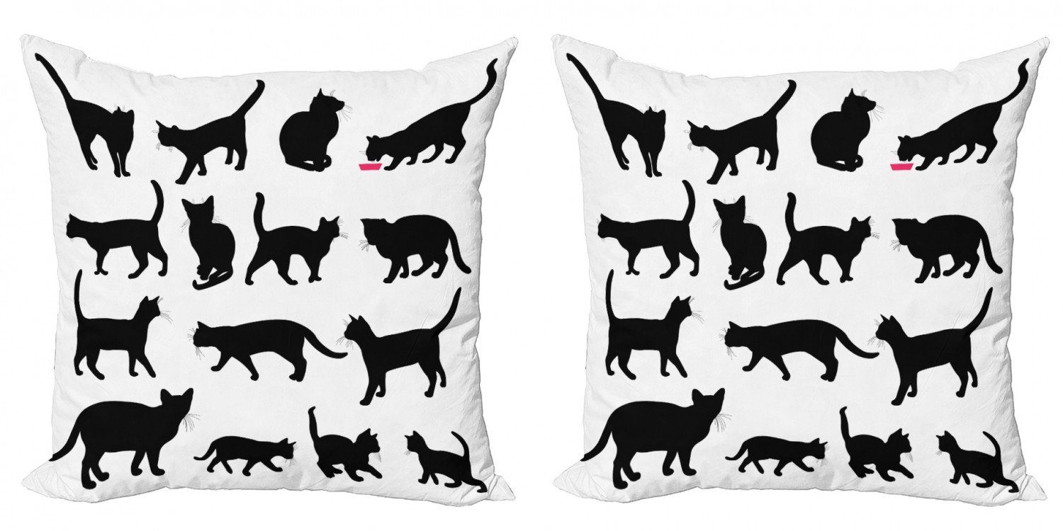Kissenbezüge Modern Accent Doppelseitiger Digitaldruck, Abakuhaus (2 Stück), Katze Schwarz Kätzchen Haustiere Paws