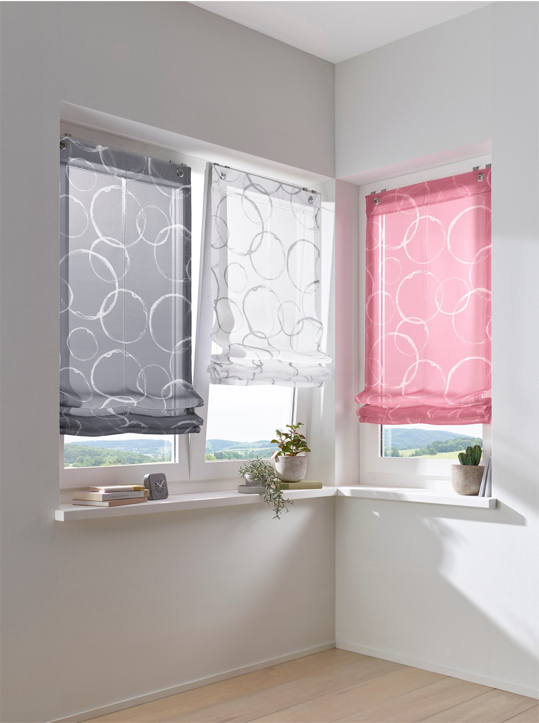 Rollo Raffrollo ., heine, halbtransparent, Ösen mit Fensterhaken günstig online kaufen