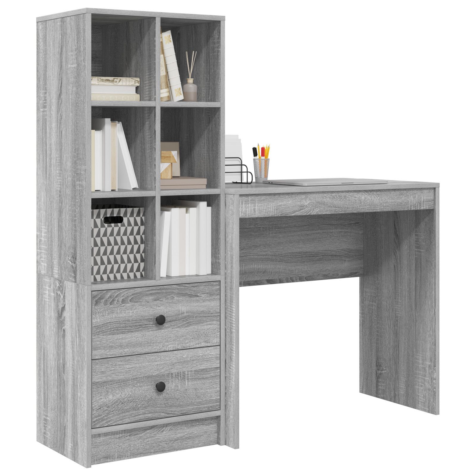 vidaXL Sideboard Schreibtisch mit Stauraum Grau günstig online kaufen