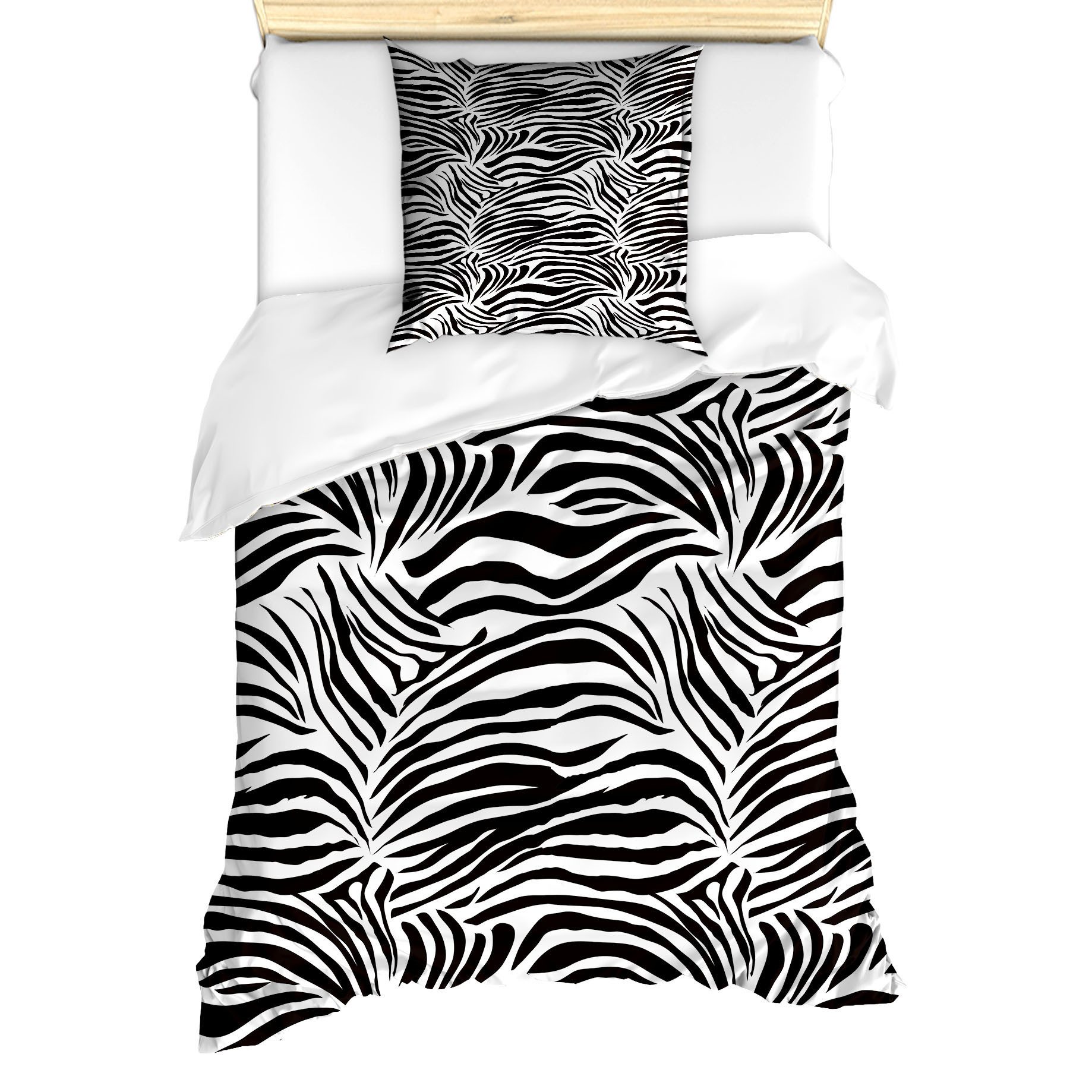 Abakuhaus Bettwäsche Milbensicher Allergiker geeignet mit Kissenbezug, Microfaser, Schwarz-Weiss Wilde Zebra-Linien