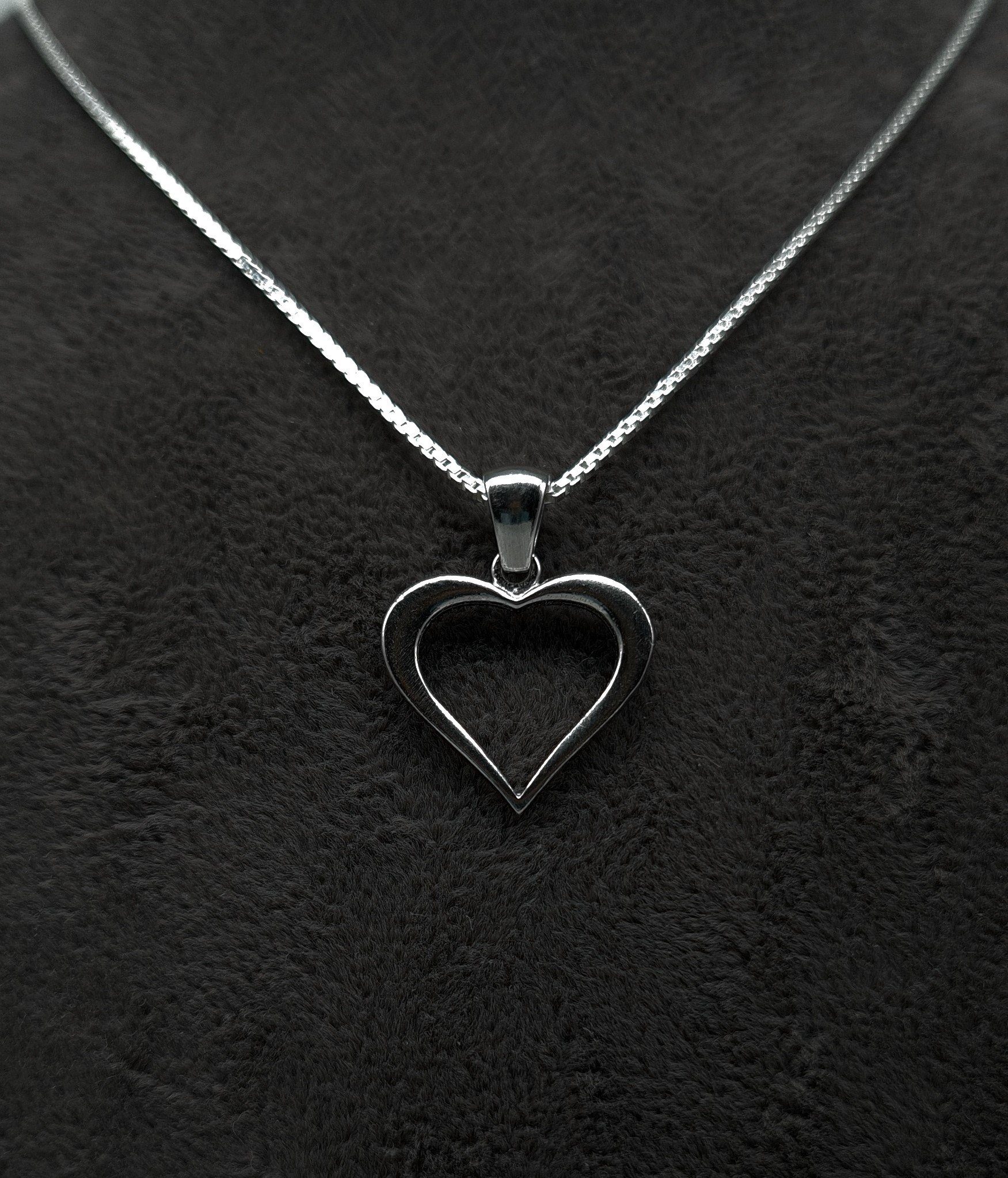 Herz Anhänger (inklusive Schmuckbox), Silber Damen Halskette NAHLE 925 Kette Silberkette mit