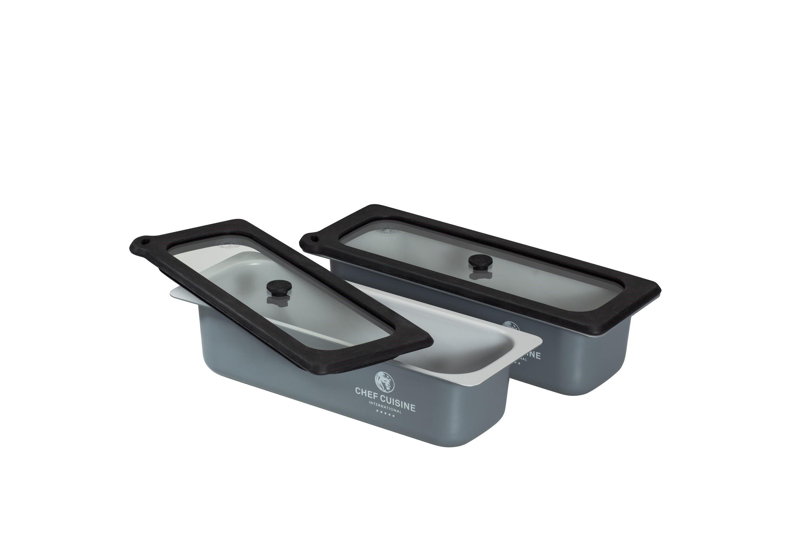 CHEF CUISINE International Vakuumbehälter Aufbewahrungscontainer mit Glasdeckel 2er Set Inkl. Vacuum Ventil, (4-tlg), TPFE antihaft-beschichtet