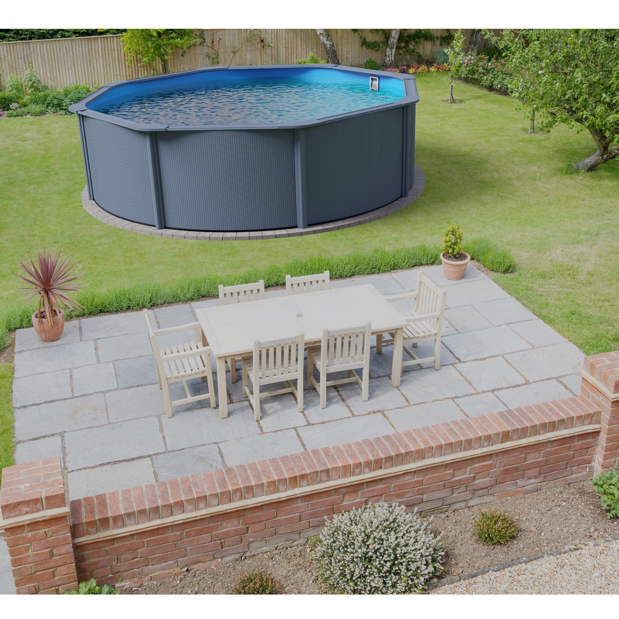 Planet Pool Rundpool Stahlwandpool rund Classic 460x120 cm, Stahl 0,4 m (Einzelbecken, 1-tlg), verzinkte Stahlwand