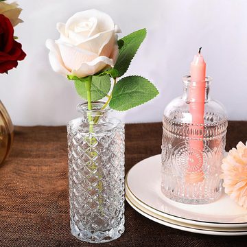 HIBNOPN Dekovase Mini Vasen Set, 3St Kleine Glasvase Vintage Deko für Hochzeitsdeko (3 St)