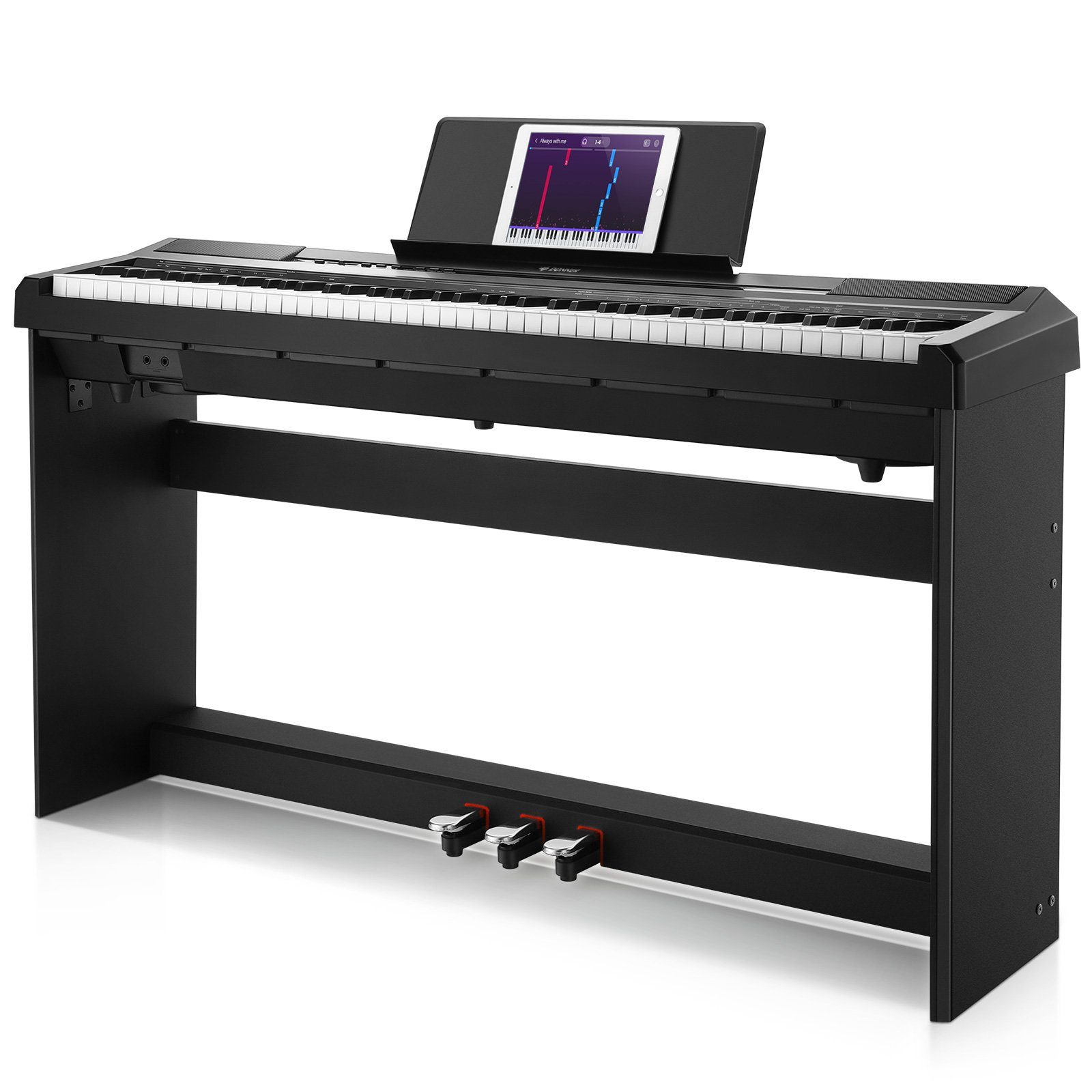 Eastar Digitalpiano 88 Tasten halbgewichtetes Digitalpiano elektrische  Tastatur DEP-10, (Möbelständer, Dreifachpedalen, Netzteil), ideal fur Piano -Einsteiger,tragbar