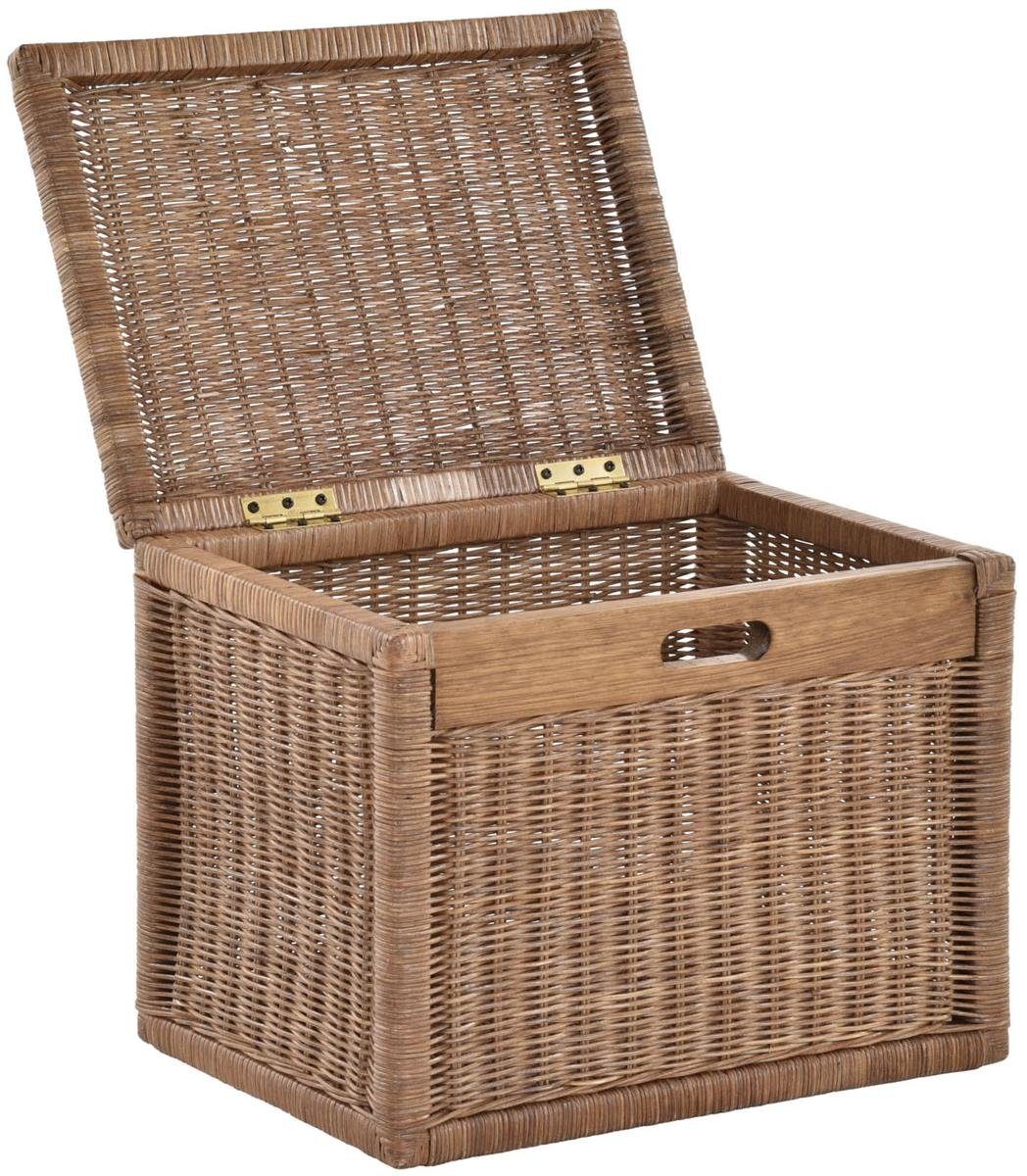 Krines Home Aufbewahrungskorb Hoher Korb mit Deckel Rattan geflochten Regalkorb Aufbewahrungsbox, Mit Inlett