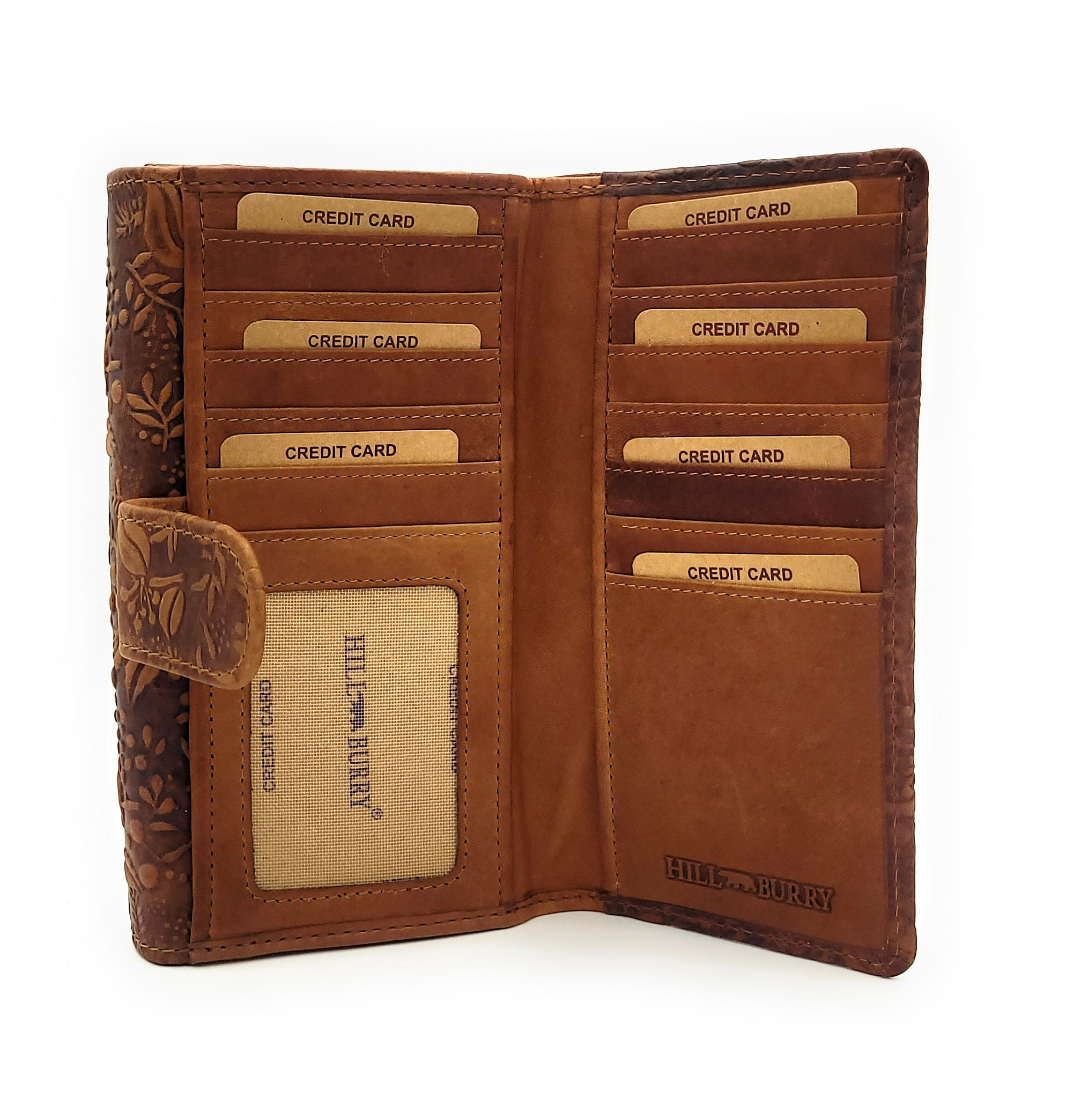 Hill Burry Geldbörse großes echt Leder Damen Portemonnaie mit RFID Schutz, viel Platz, 17 Kartenfächer. top Ausstattung