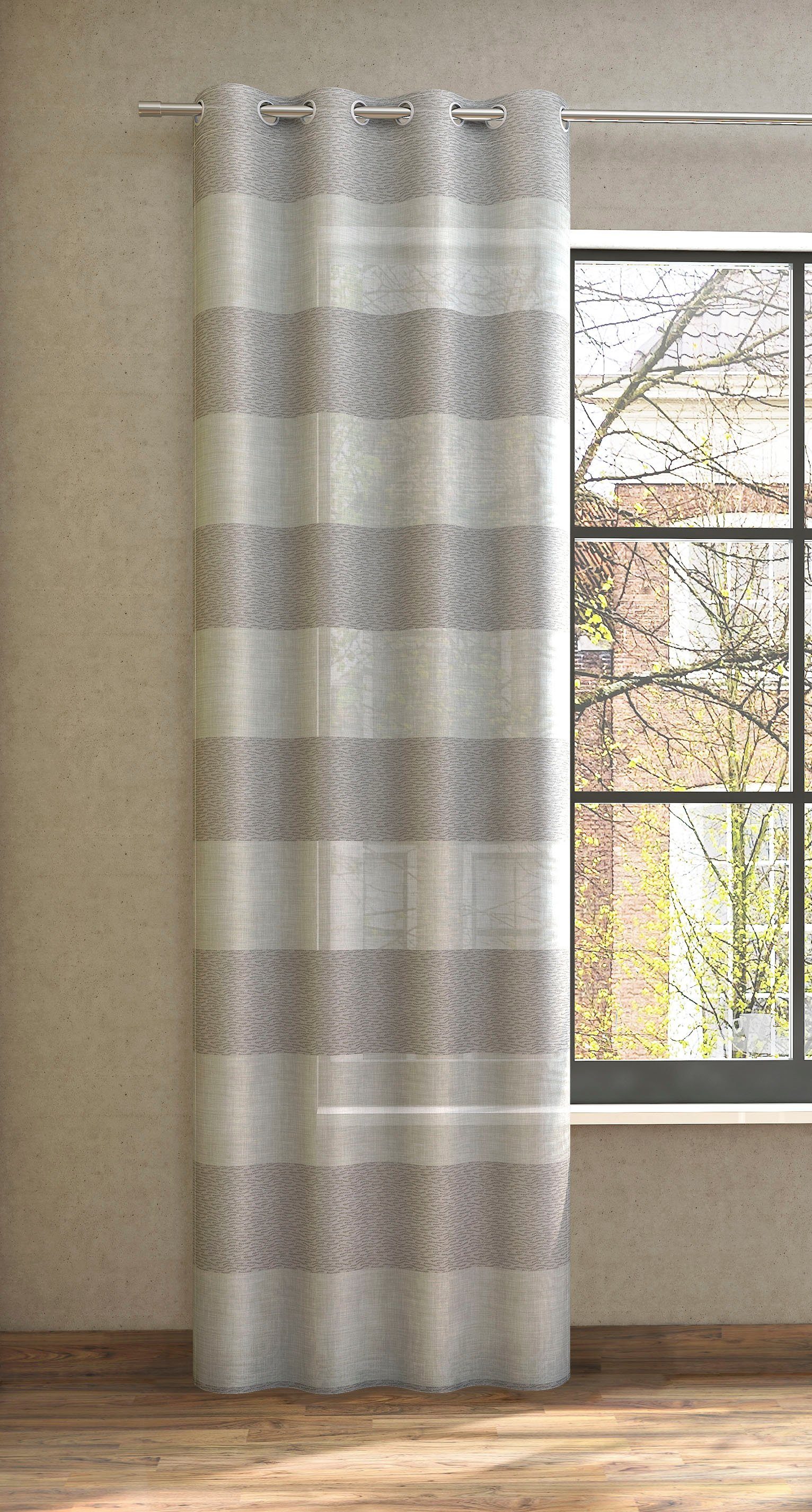 Ösen Musterung Jacquard, Vorhang taupe you!, St), Leinen-Look 3D (1 for im halbtransparent, Neutex SONORA,