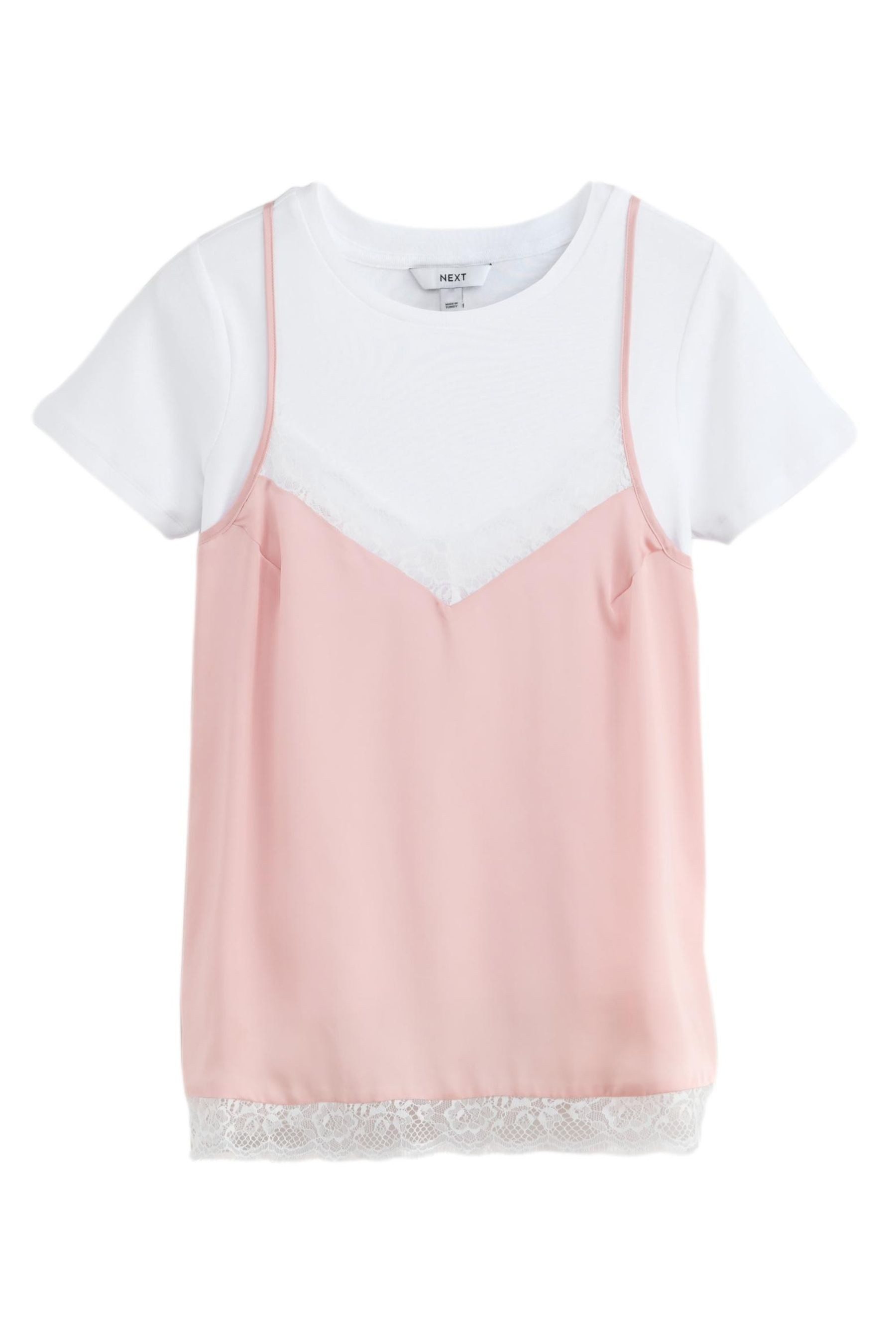 Next T-Shirt Kurzarm-T-Shirt mit Trägertop-Lage und Spitze (2-tlg)