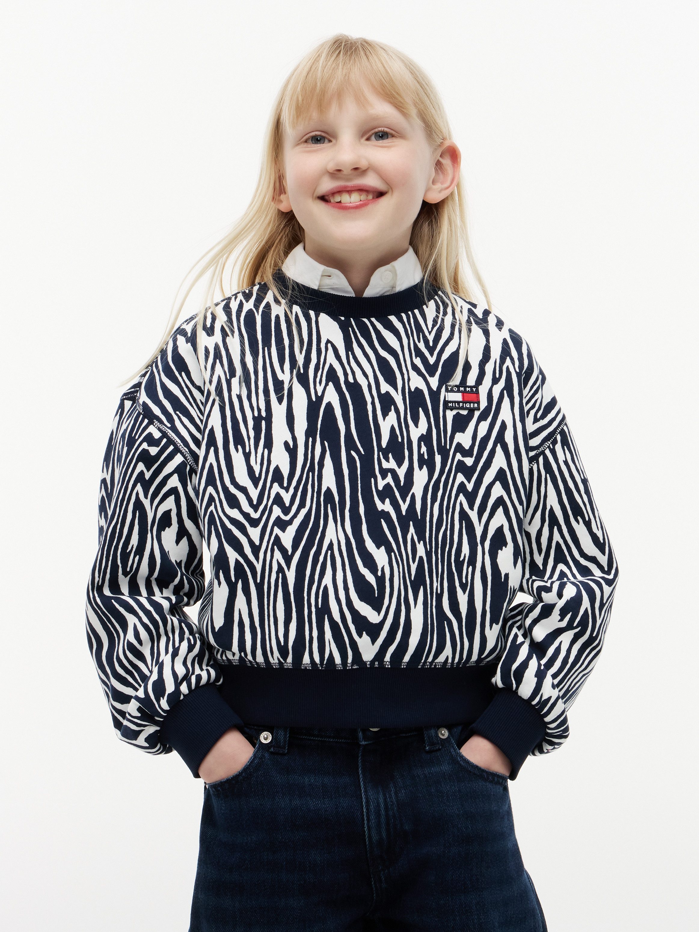 Tommy Hilfiger Sweatshirt Rundhalsausschnitt, reine Baumwolle, Kinder bis 16 Jahre