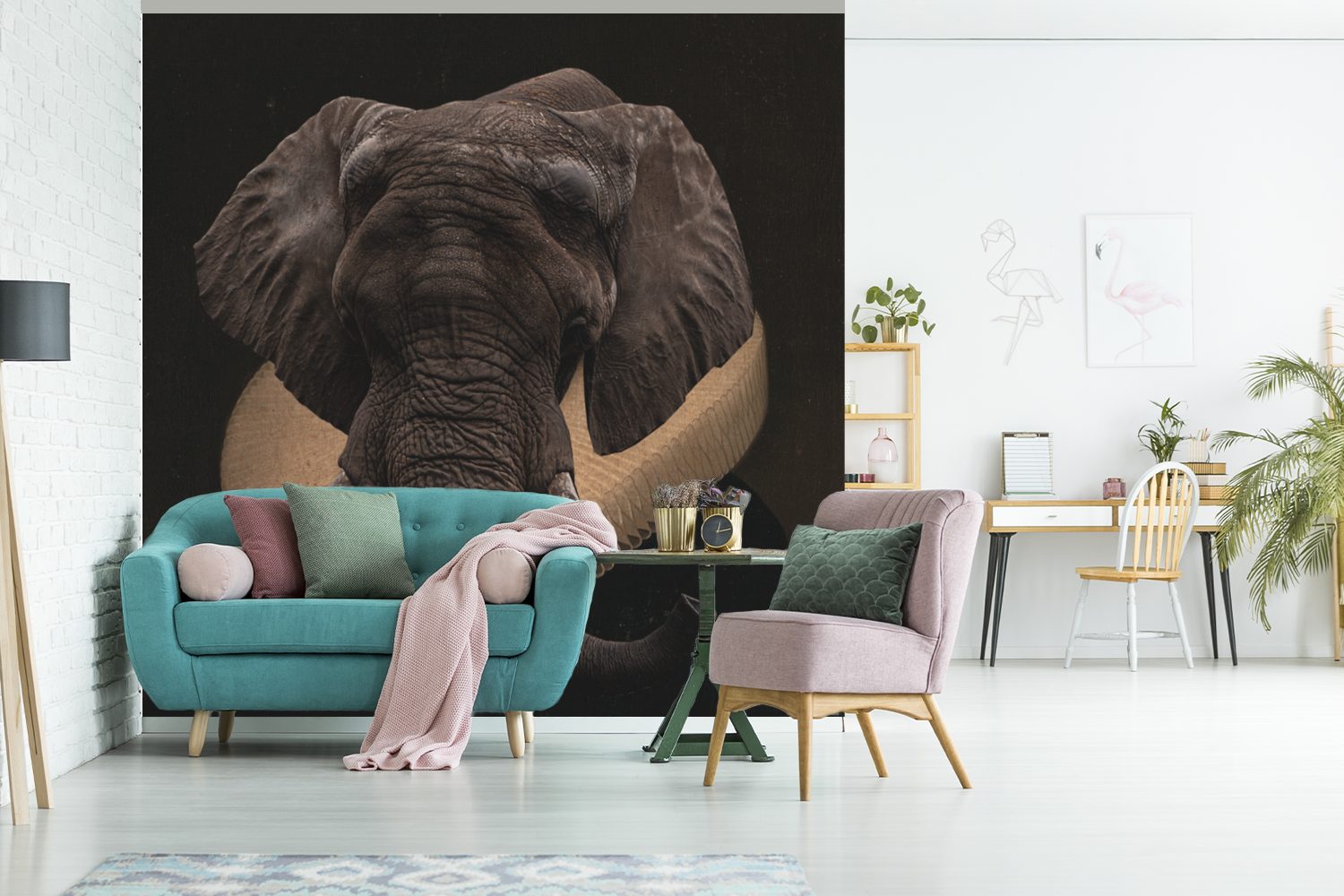 Wandtapete Elefant - für bedruckt, - Matt, St), oder Tapete Schlafzimmer, (5 Porträt MuchoWow Wohnzimmer Fototapete Kleidung, Vinyl
