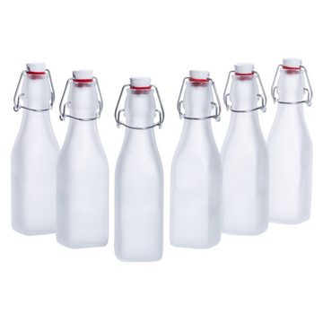 Bormioli Rocco Vorratsglas 6er-Set Vierkant-Bügelflaschen Swing 250ml Frozen-Glas Verpackung, Glas