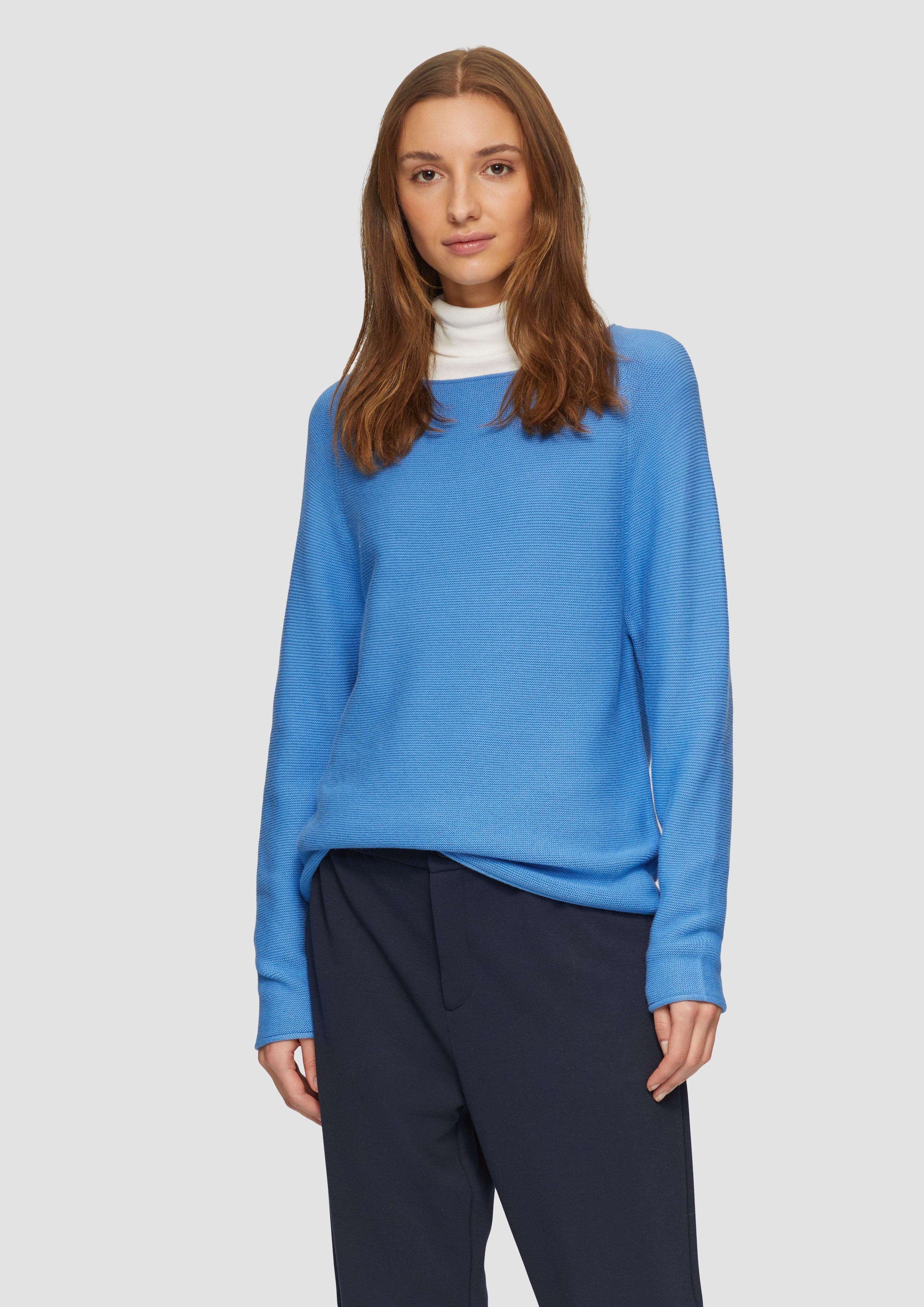 Strickpullover Strickpullover mit U-Boot-Ausschnitt und Rollsaum