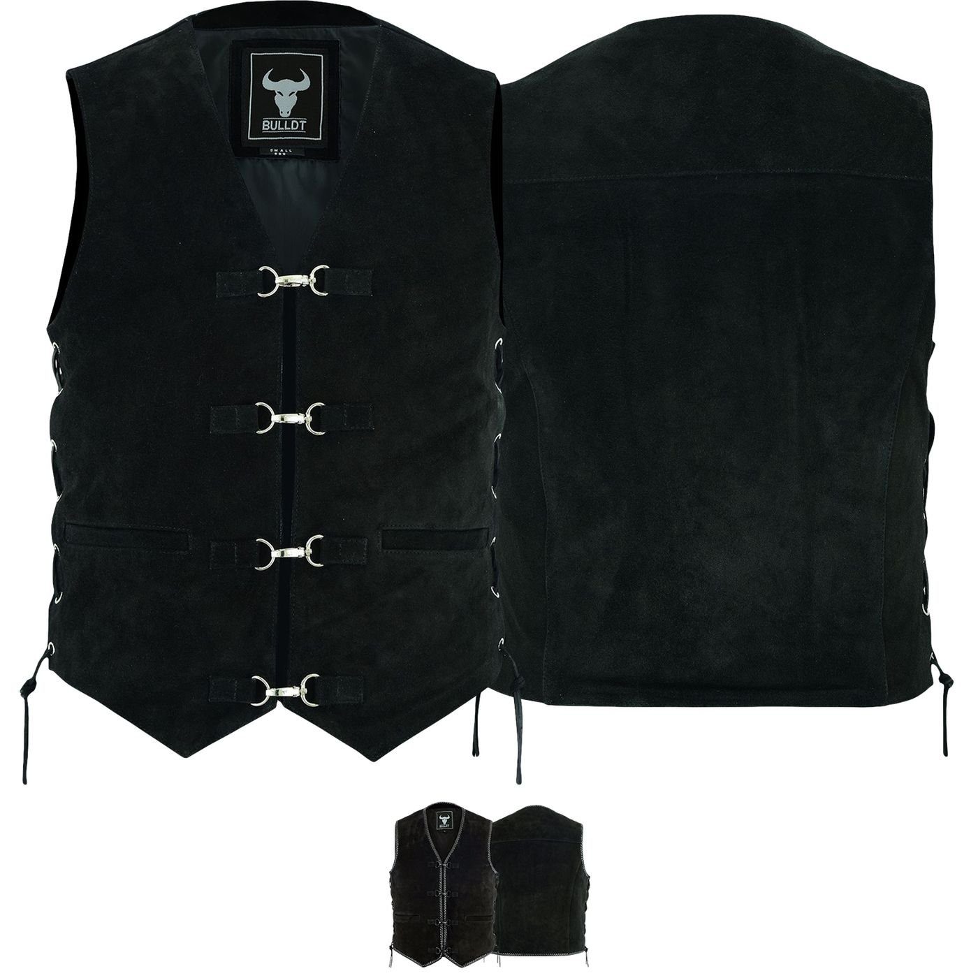 BULLDT Motorradweste GW697 Black Motorrad weste Suedeleder Bikerweste Motorradweste Wildleder