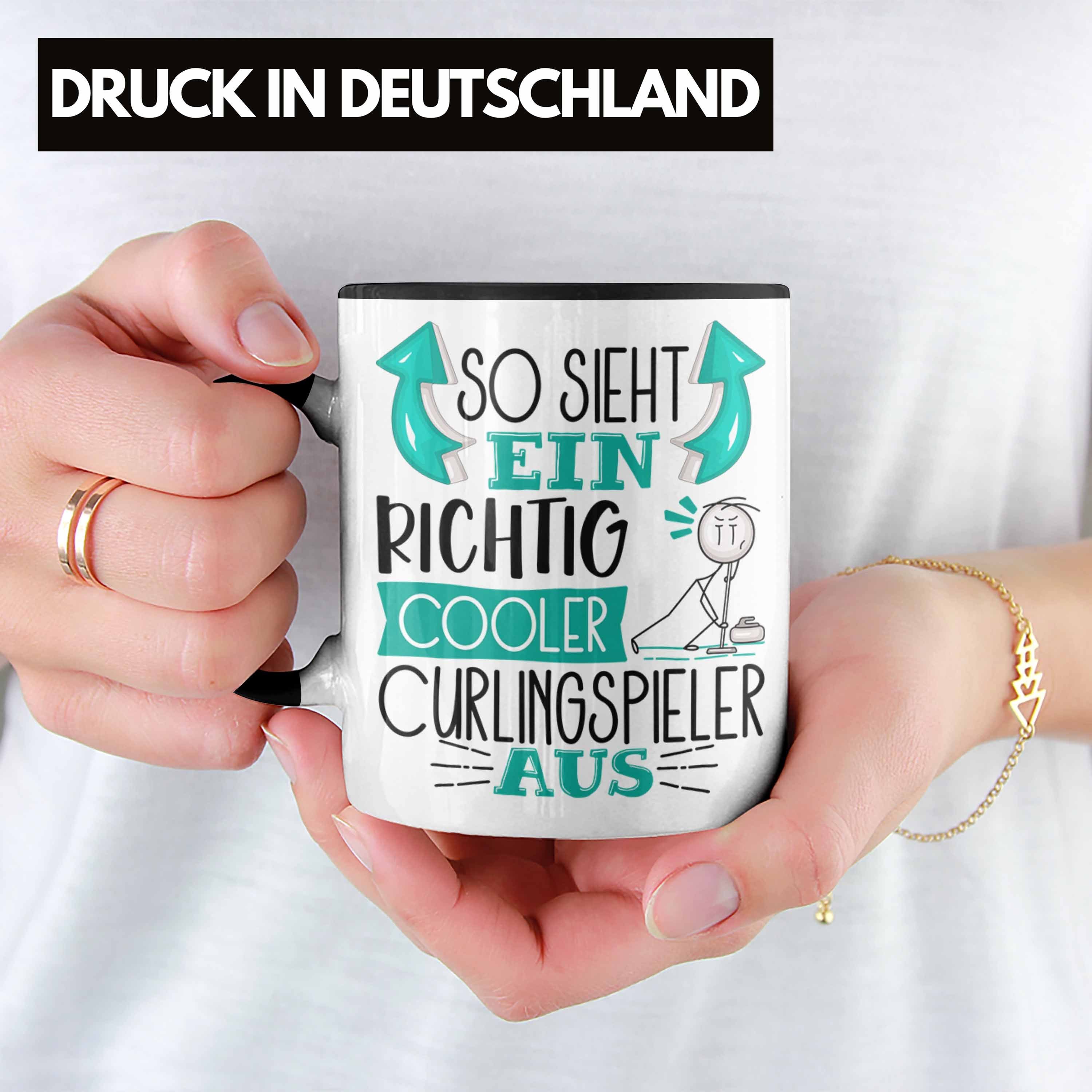 Trendation Tasse Curlingspieler Tasse RIchtig Cooler Geschenk Curlingspie Sieht Ein Schwarz So