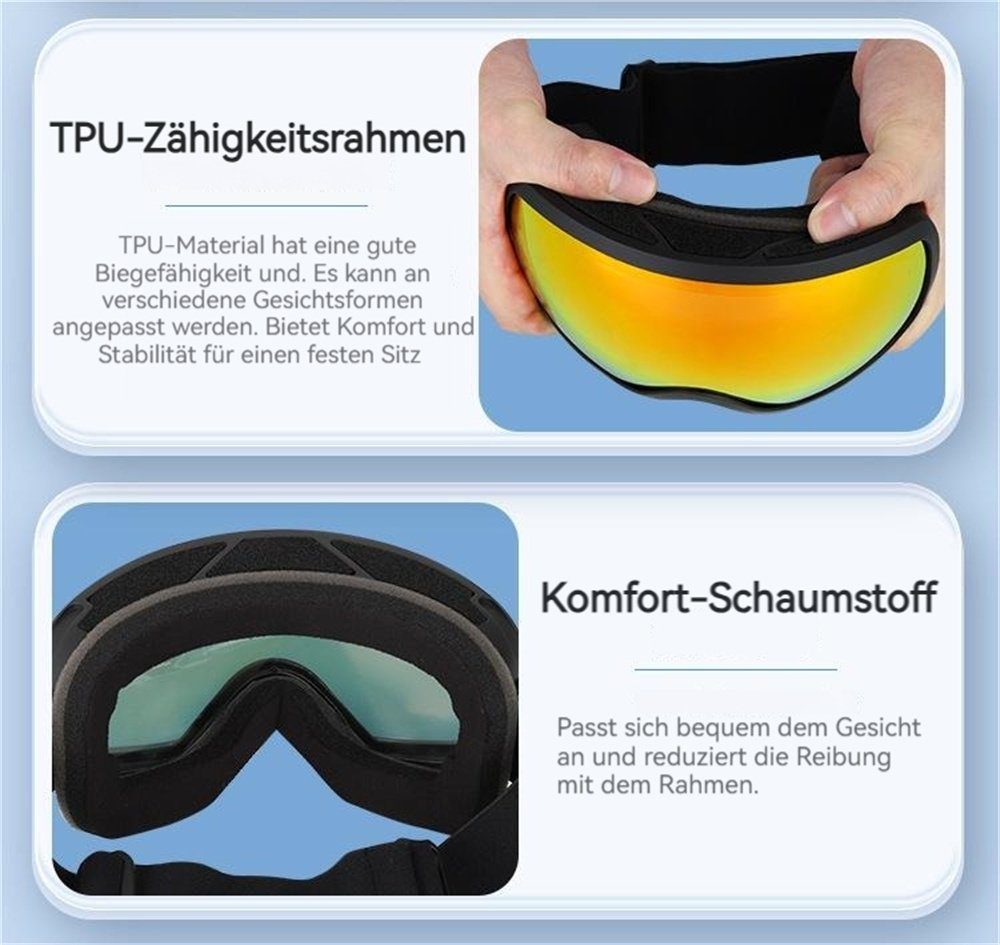 schneesichere Skibrille Outdoor-Sportbrille und Wind- Skibrille für Schwarz-A Rouemi Erwachsene,