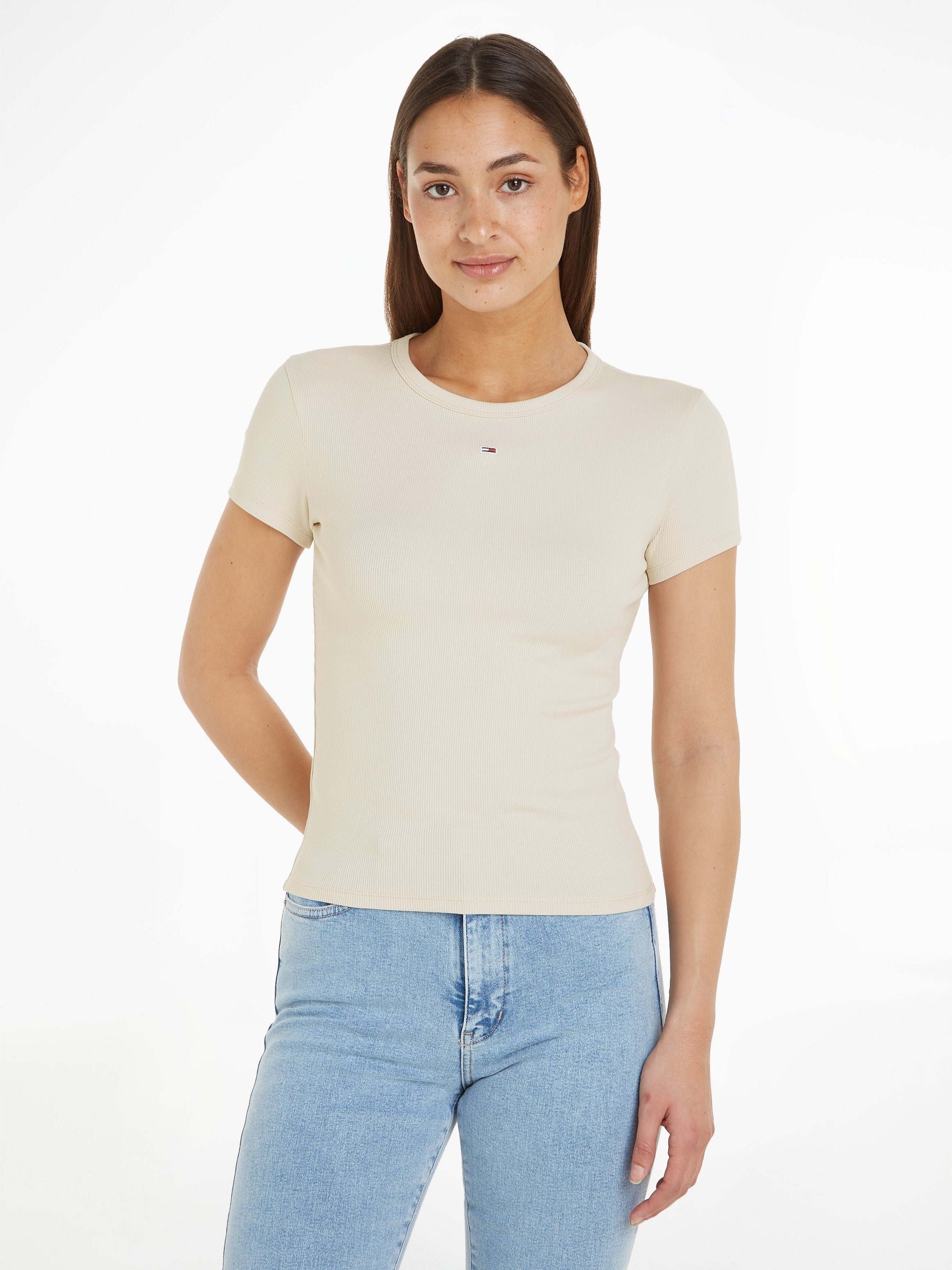 Tommy Jeans Kurzarmshirt TJW SLIM ESSENTIAL RIB SS EXT mit gerippter Strukt günstig online kaufen