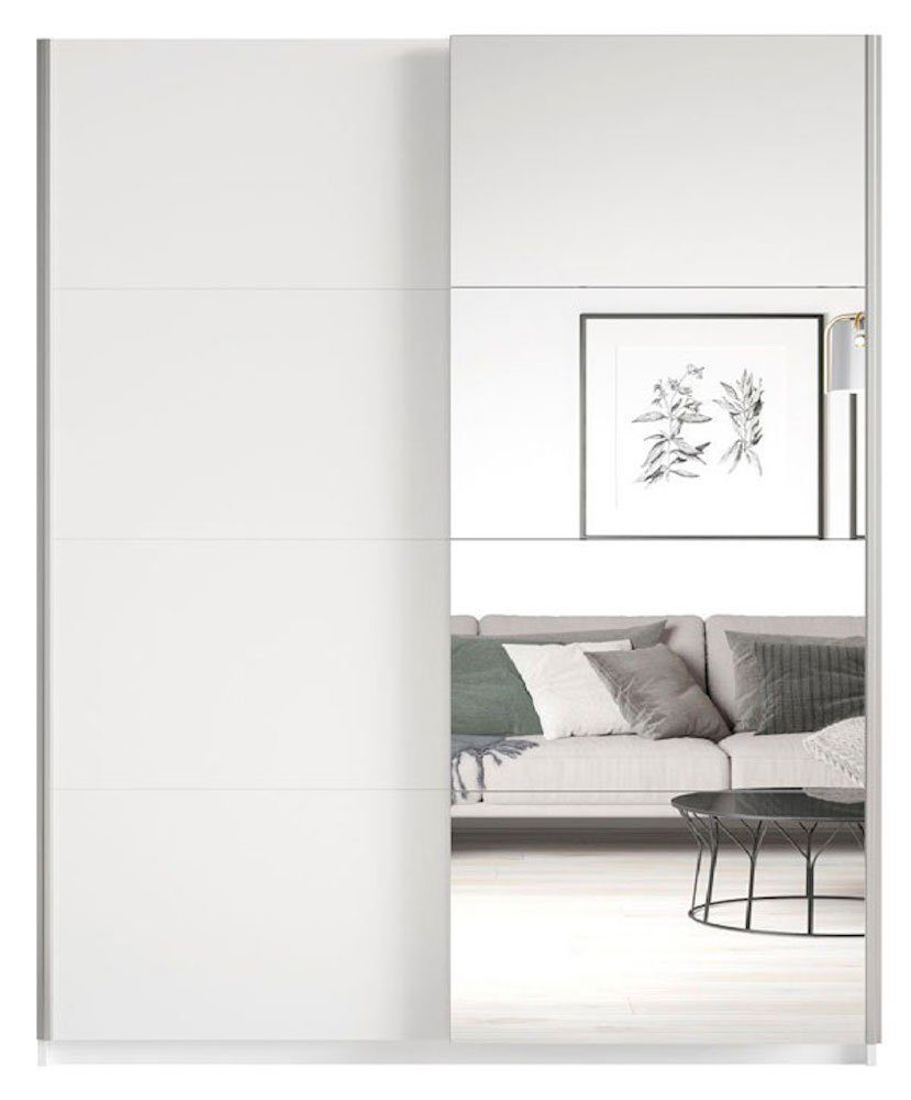 Schwebetürenschrank Spiegel Helvetia 2-türig Beta 150cm weiß