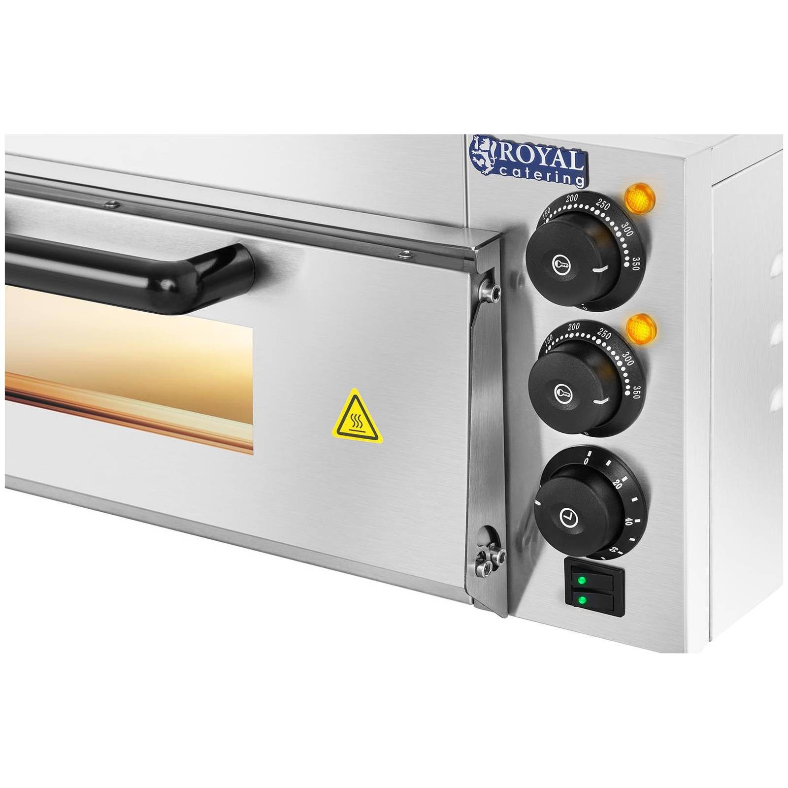 Royal Catering Pizzaofen Pizza Backofen 2000 W Ø 40 cm Pizzabackofen Schamottstein 230 V 350 °C