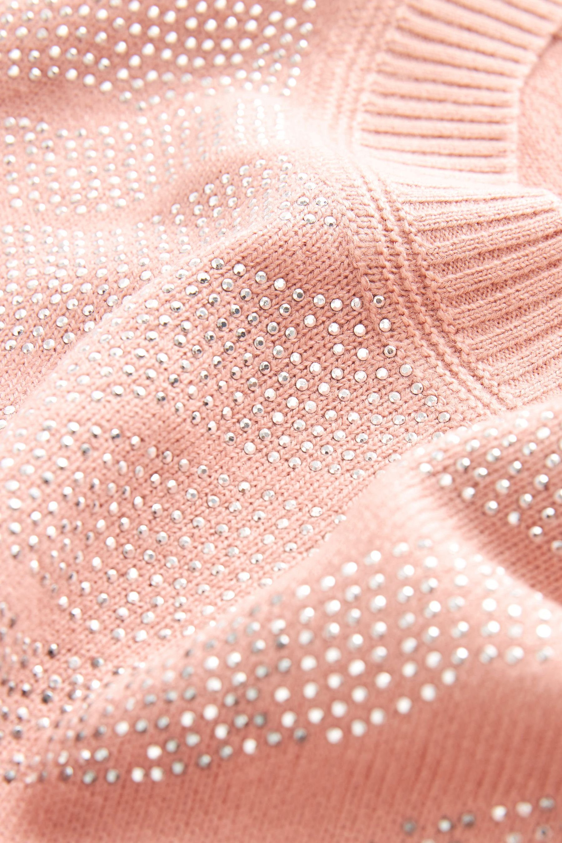 Next Rundhalspullover Kuscheliger Embellished mit Pink Blush Pullover Rundhalsausschnitt (1-tlg) Animal