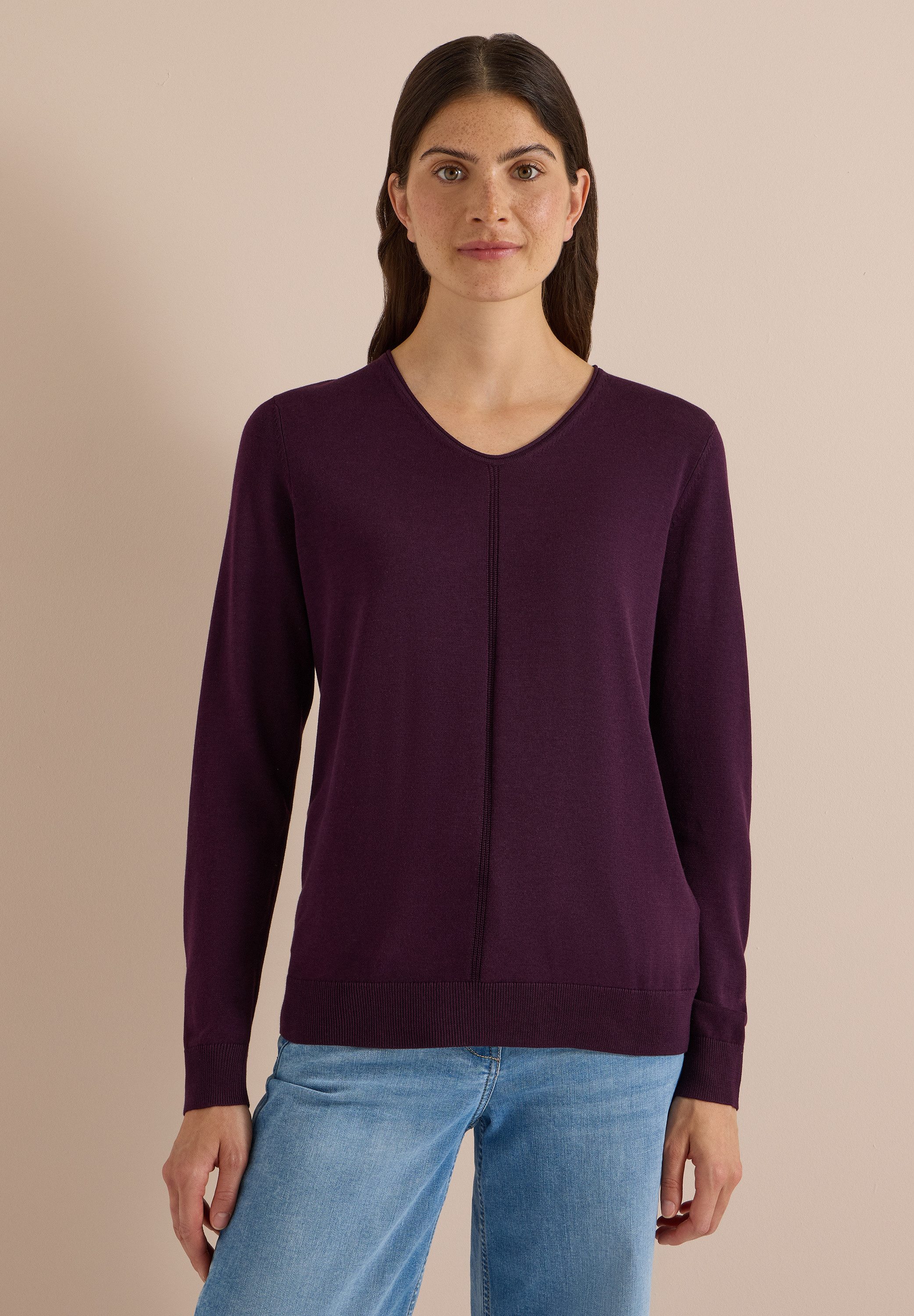 CECIL V-Ausschnitt-Pullover im soften Baumwoll-Mix